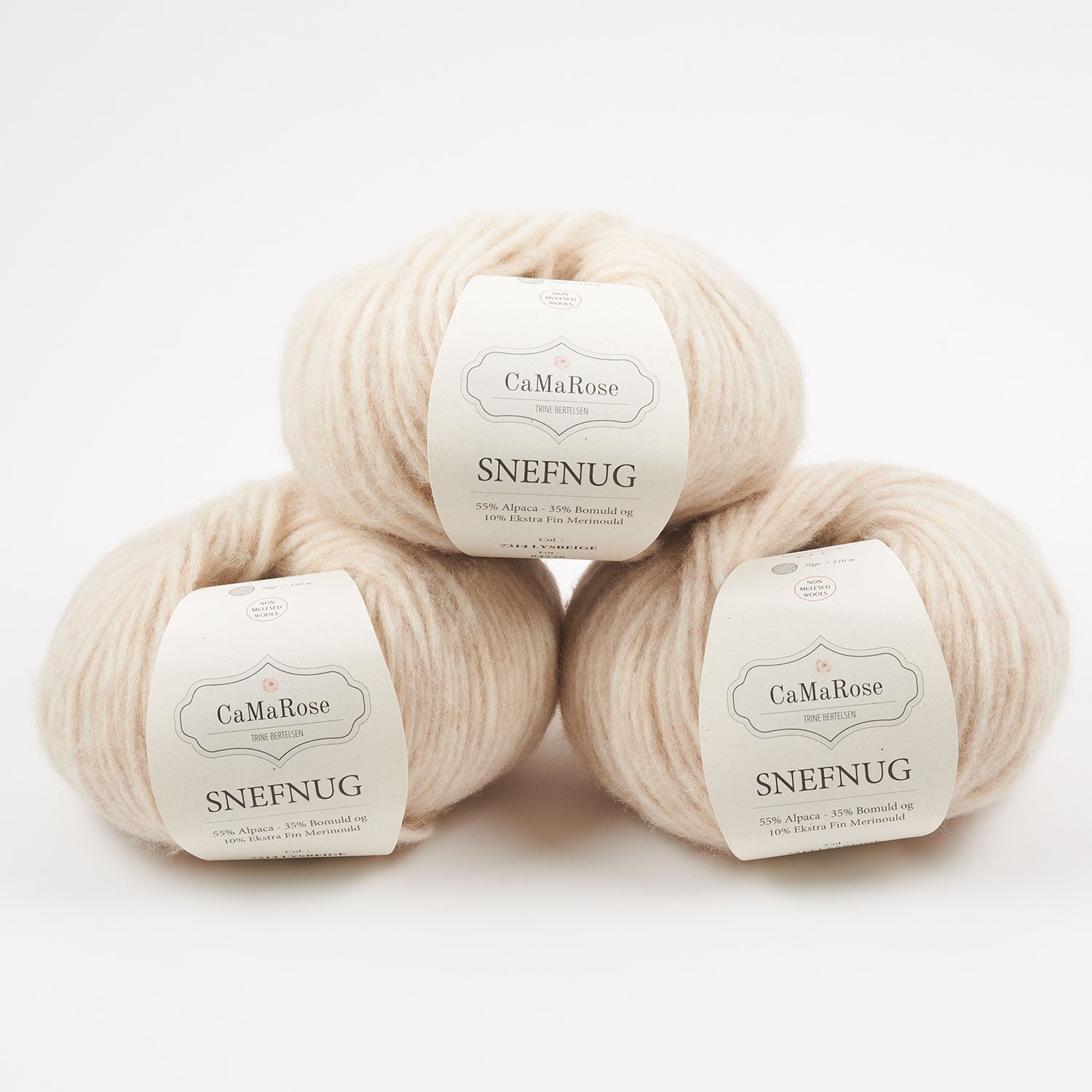 CaMaRose SNEFNUG - LYSBEIGE Alpaca Cotton Merino wool Aran beige Yarn