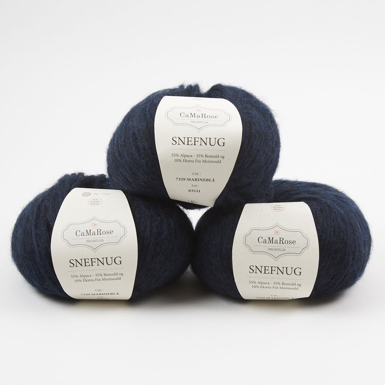 CaMaRose SNEFNUG - MARINEBLÅ Alpaca Cotton Merino wool Aran blue Yarn