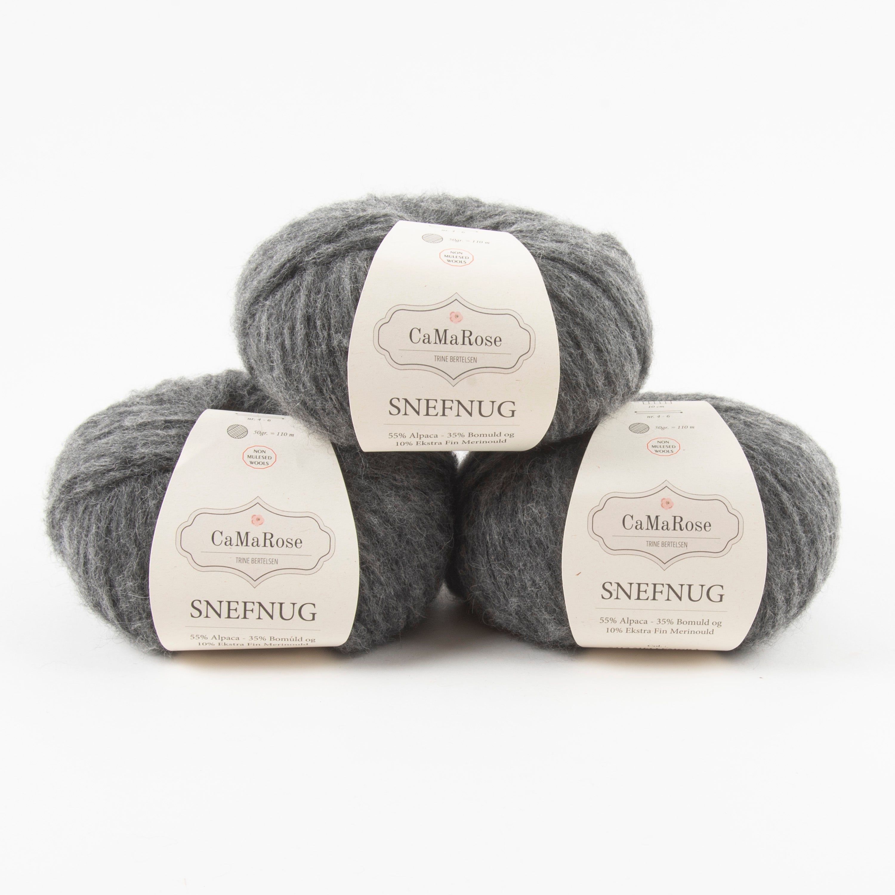 CaMaRose SNEFNUG - MELLEMGRÅ Alpaca Cotton Merino wool Aran grey Yarn