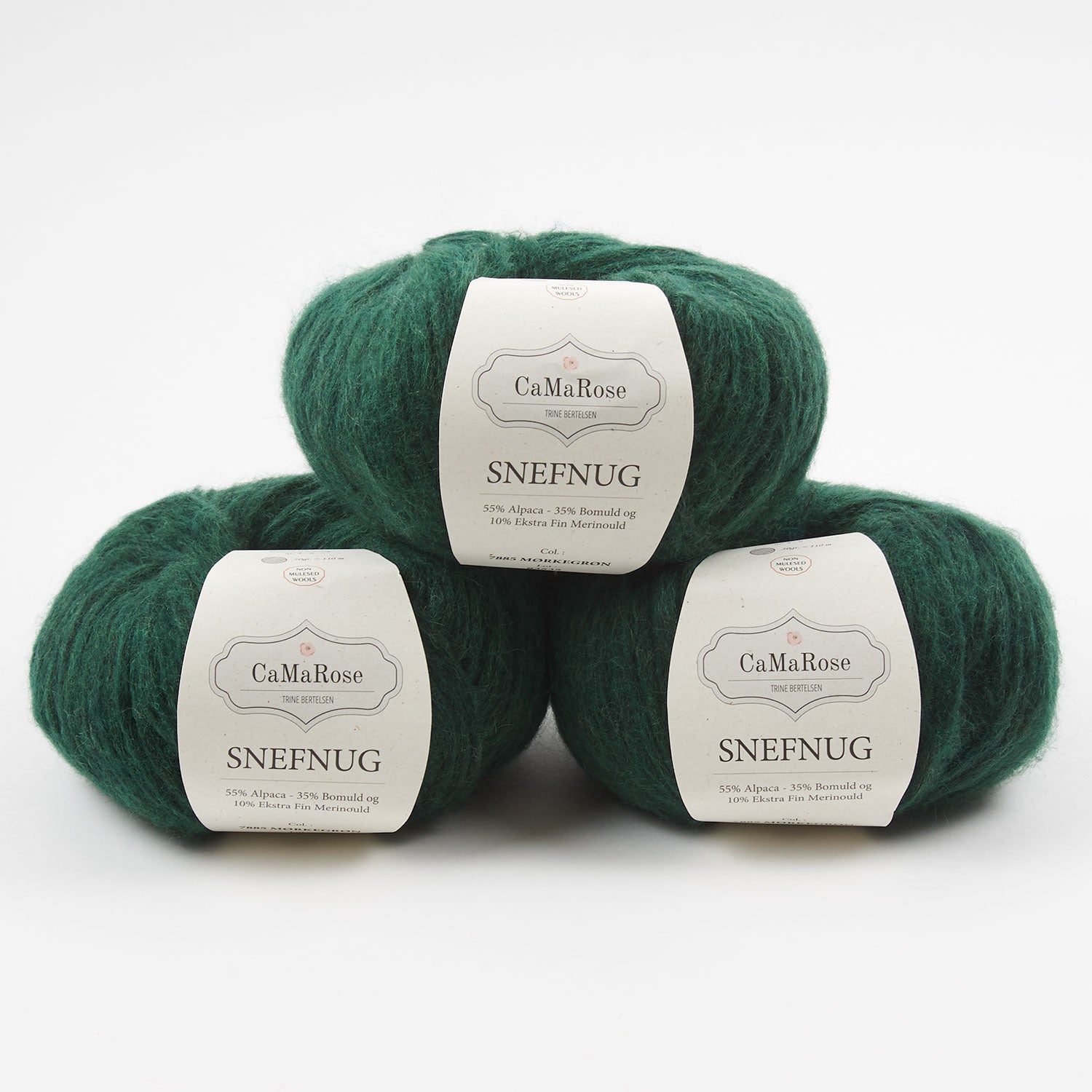 CaMaRose SNEFNUG - MØRKEGRØN Alpaca Cotton Merino wool Aran green Yarn