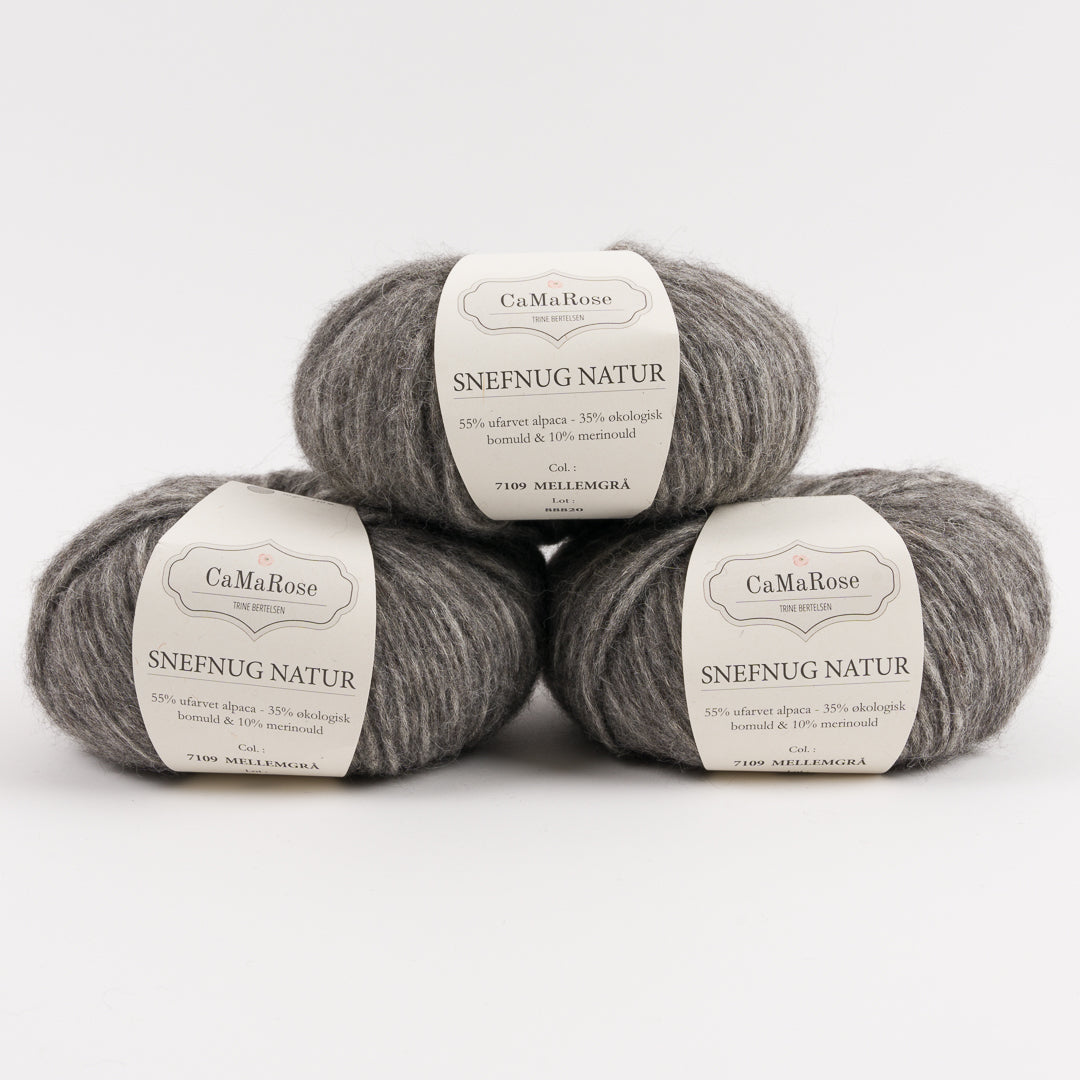 CaMaRose SNEFNUG NATUR - MELLEMGRÅ Alpaca Cotton Merino wool Aran grey Yarn