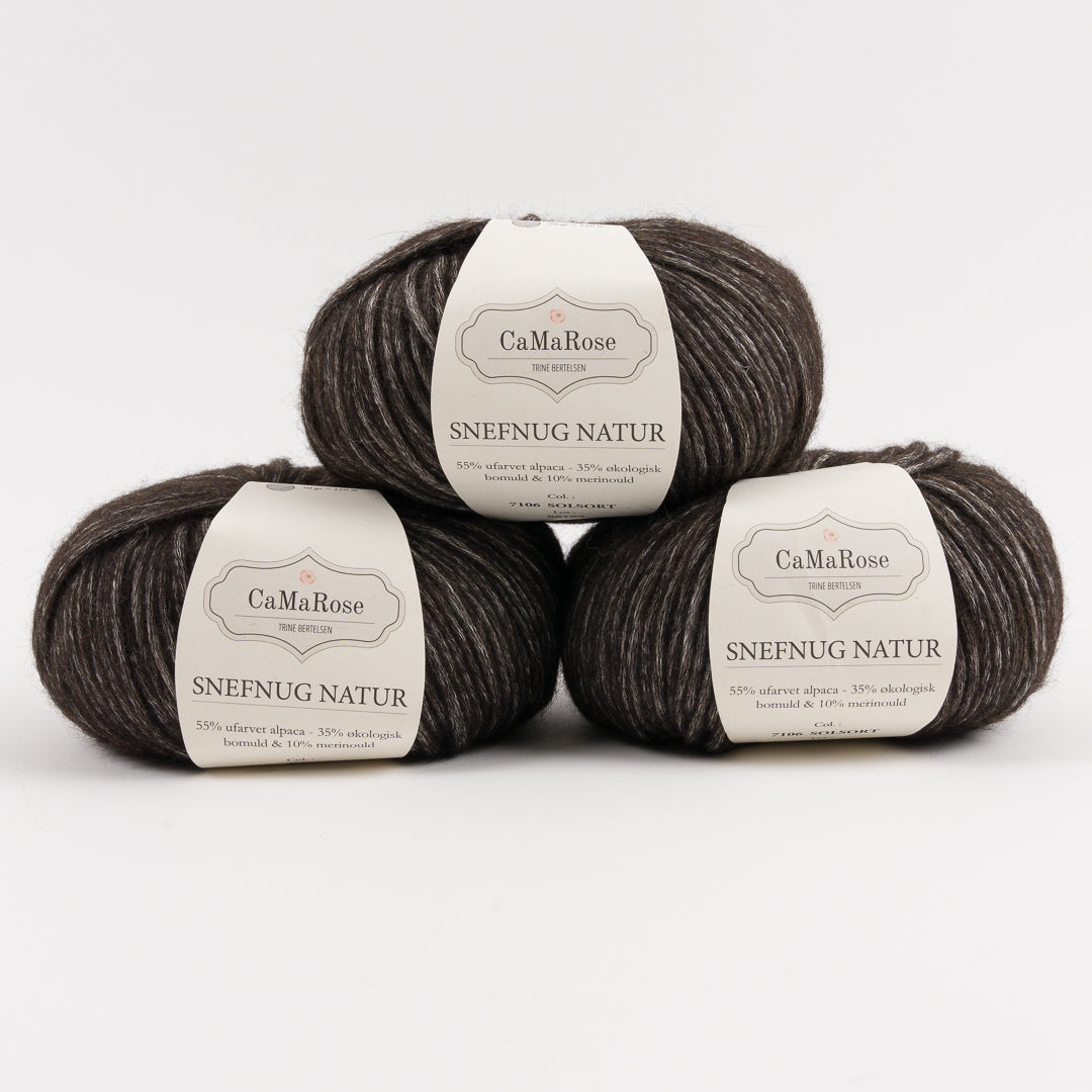 CaMaRose SNEFNUG NATUR - SOLSORT Alpaca Cotton Merino wool Aran black Yarn