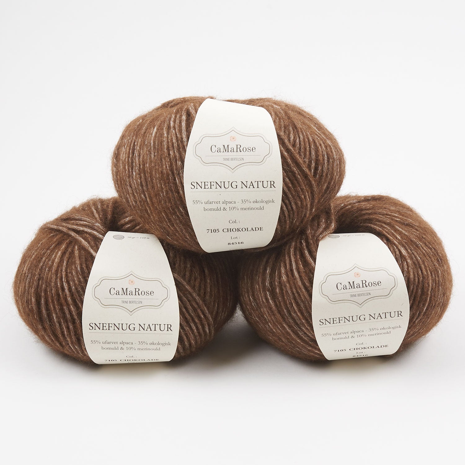 CaMaRose SNEFNUG NATUR - CHOKOLADE Alpaca Cotton Merino wool Aran brown Yarn