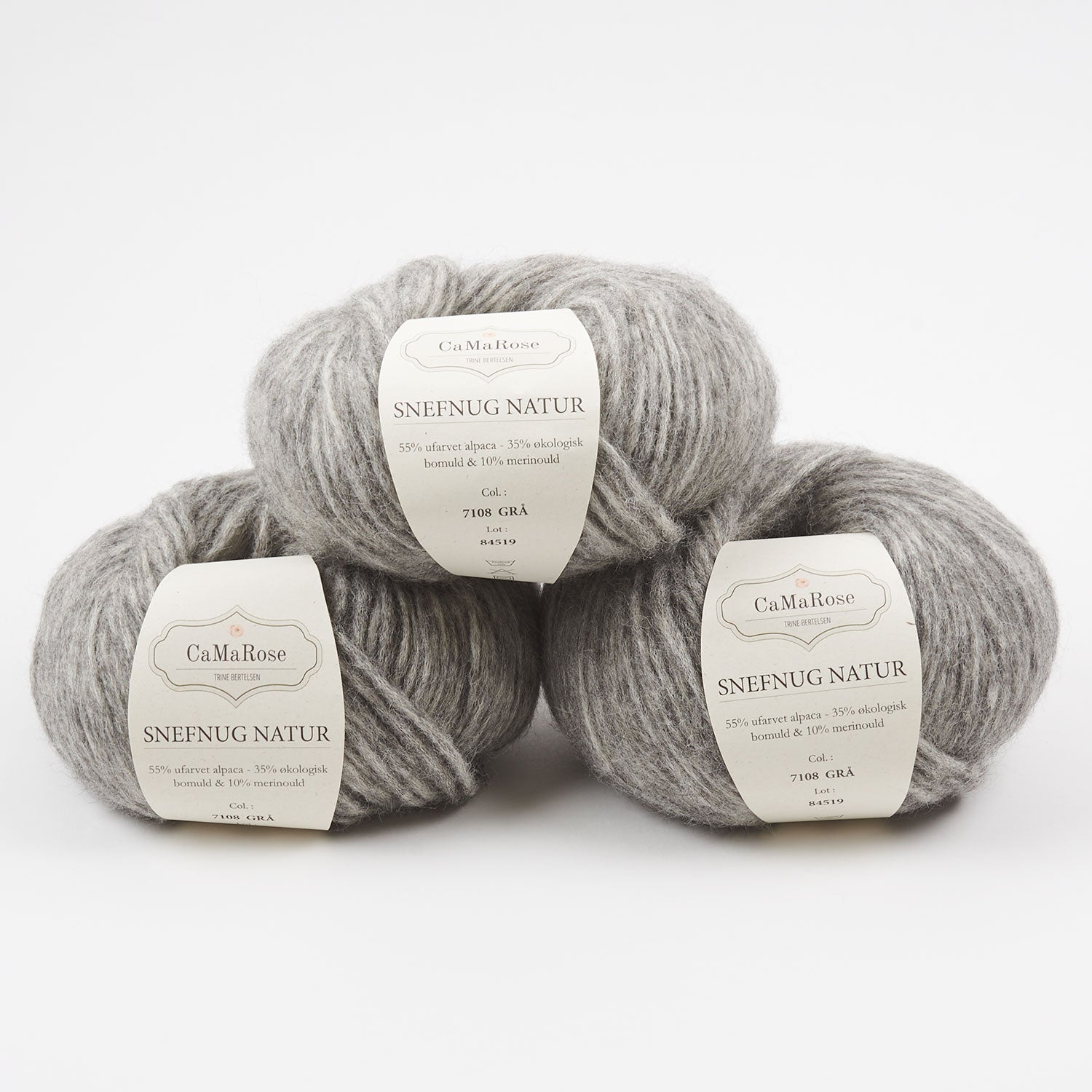CaMaRose SNEFNUG NATUR - GRÅ Alpaca Cotton Merino wool Aran grey Yarn
