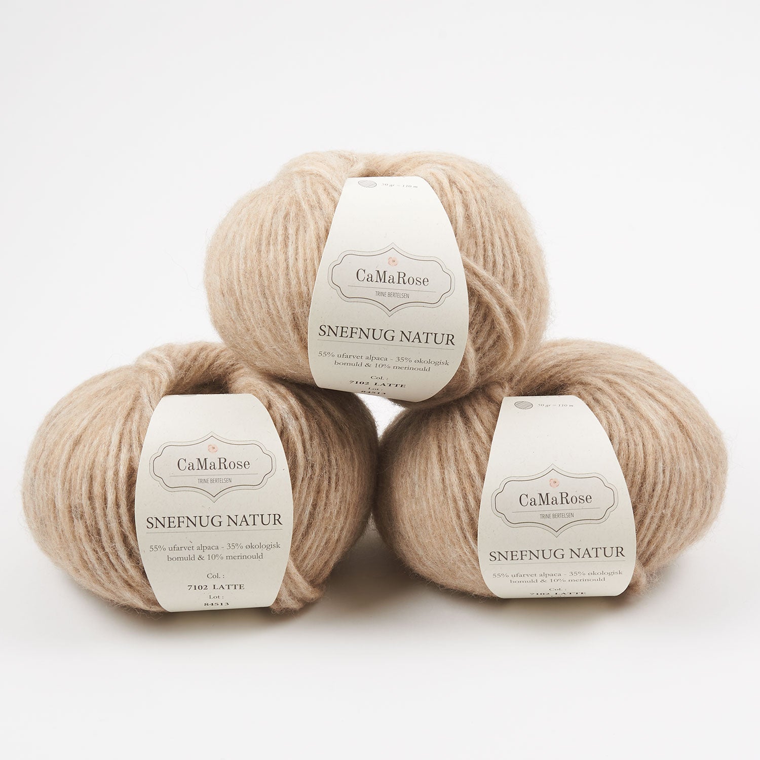 CaMaRose SNEFNUG NATUR - LATTE Alpaca Cotton Merino wool Aran beige Yarn