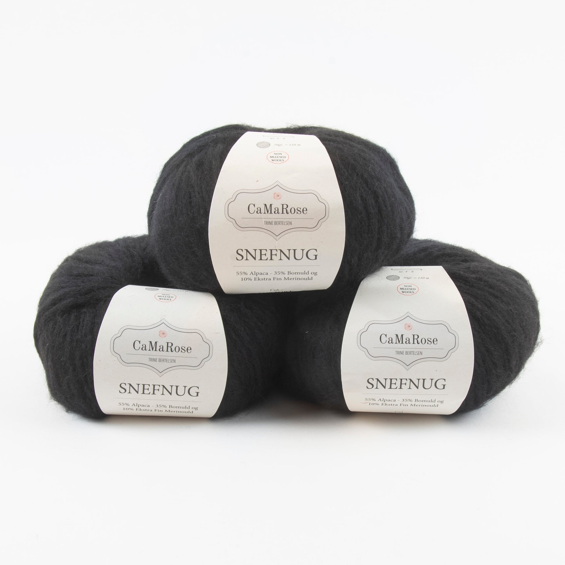 CaMaRose SNEFNUG - SORT Alpaca Cotton Merino wool Aran black Yarn