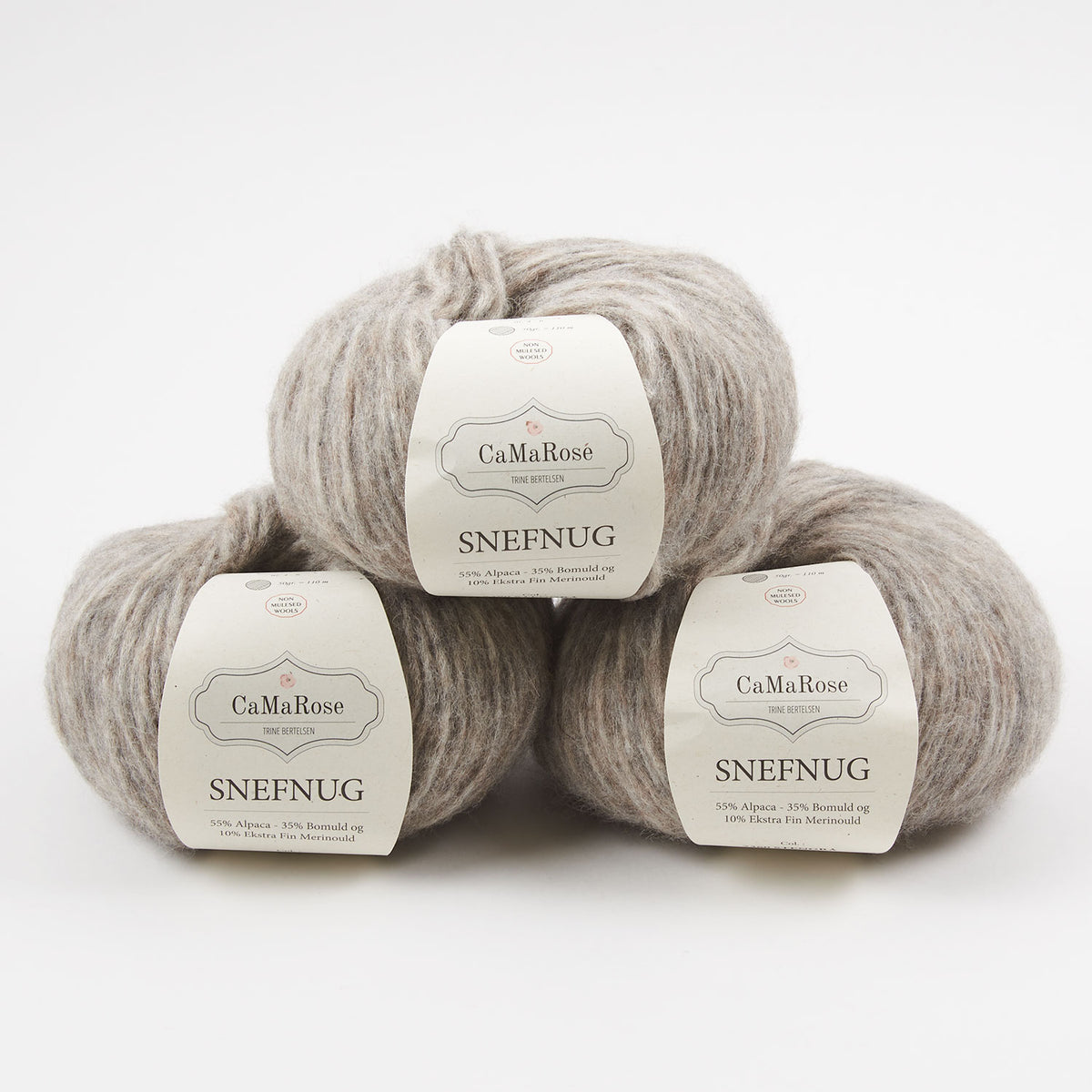 CaMaRose SNEFNUG - STENGRÅ Alpaca Cotton Merino wool Aran grey Yarn