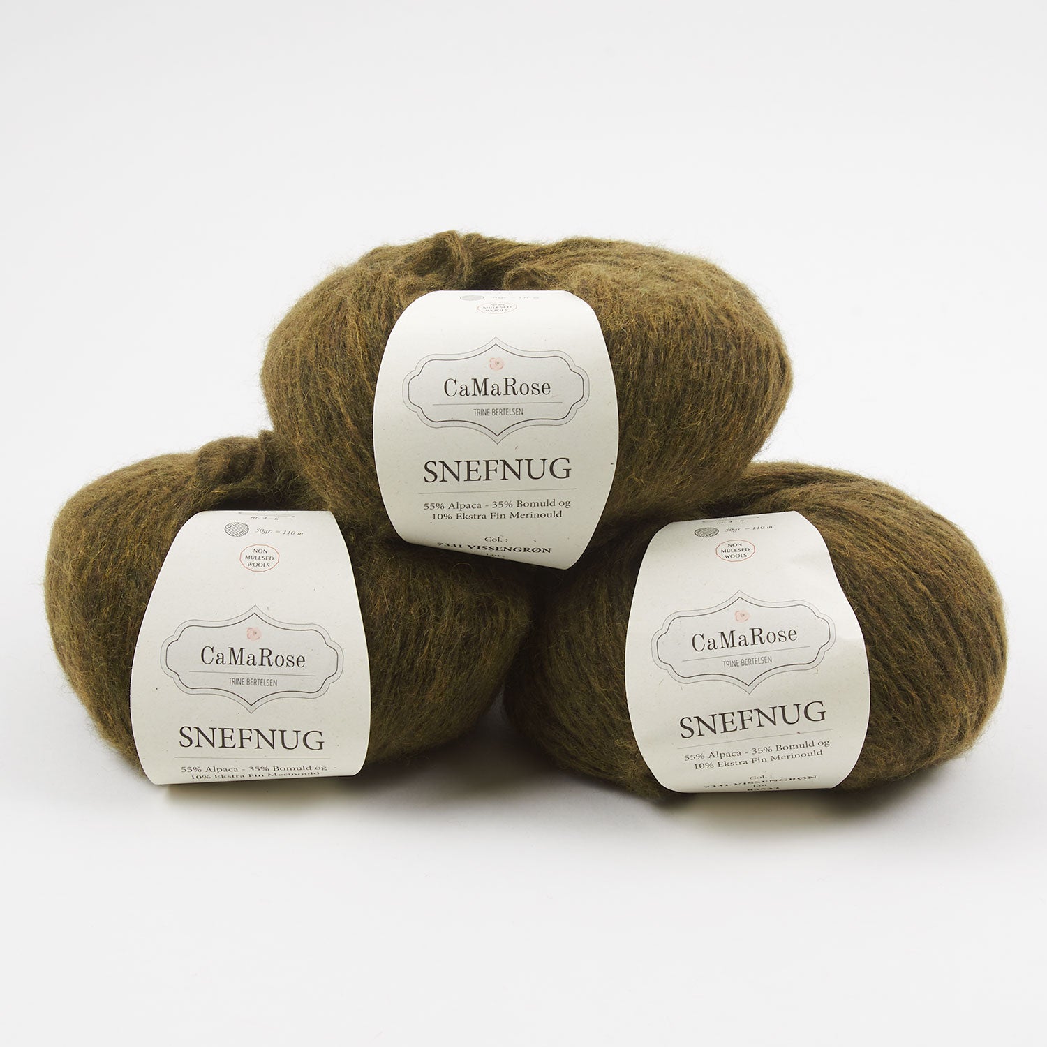 CaMaRose SNEFNUG - VISSENGRØN Alpaca Cotton Merino wool Aran green Yarn