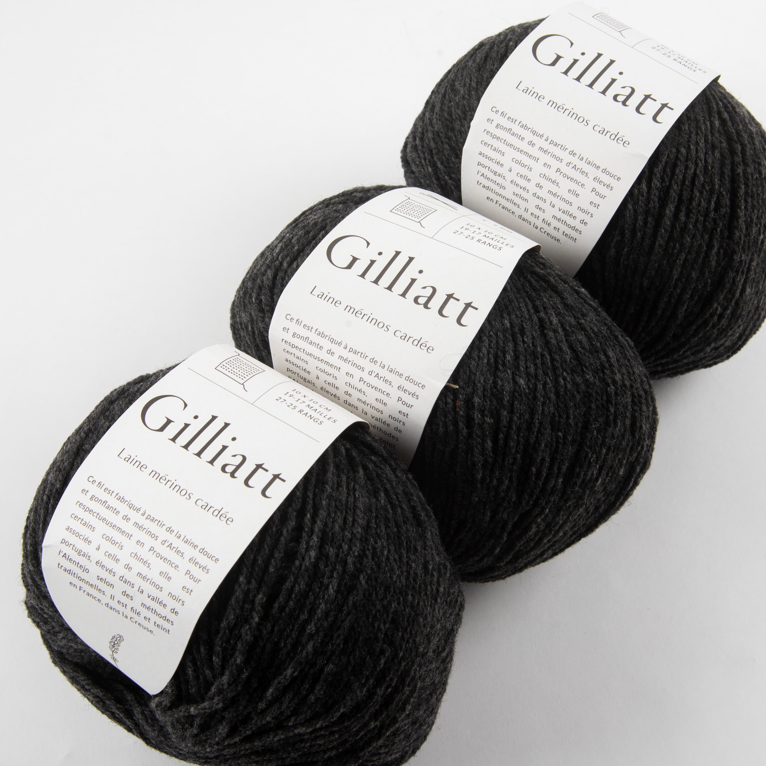 De Rerum Natura GILLIATT - FUSAIN Merino wool Worsted black grey Yarn