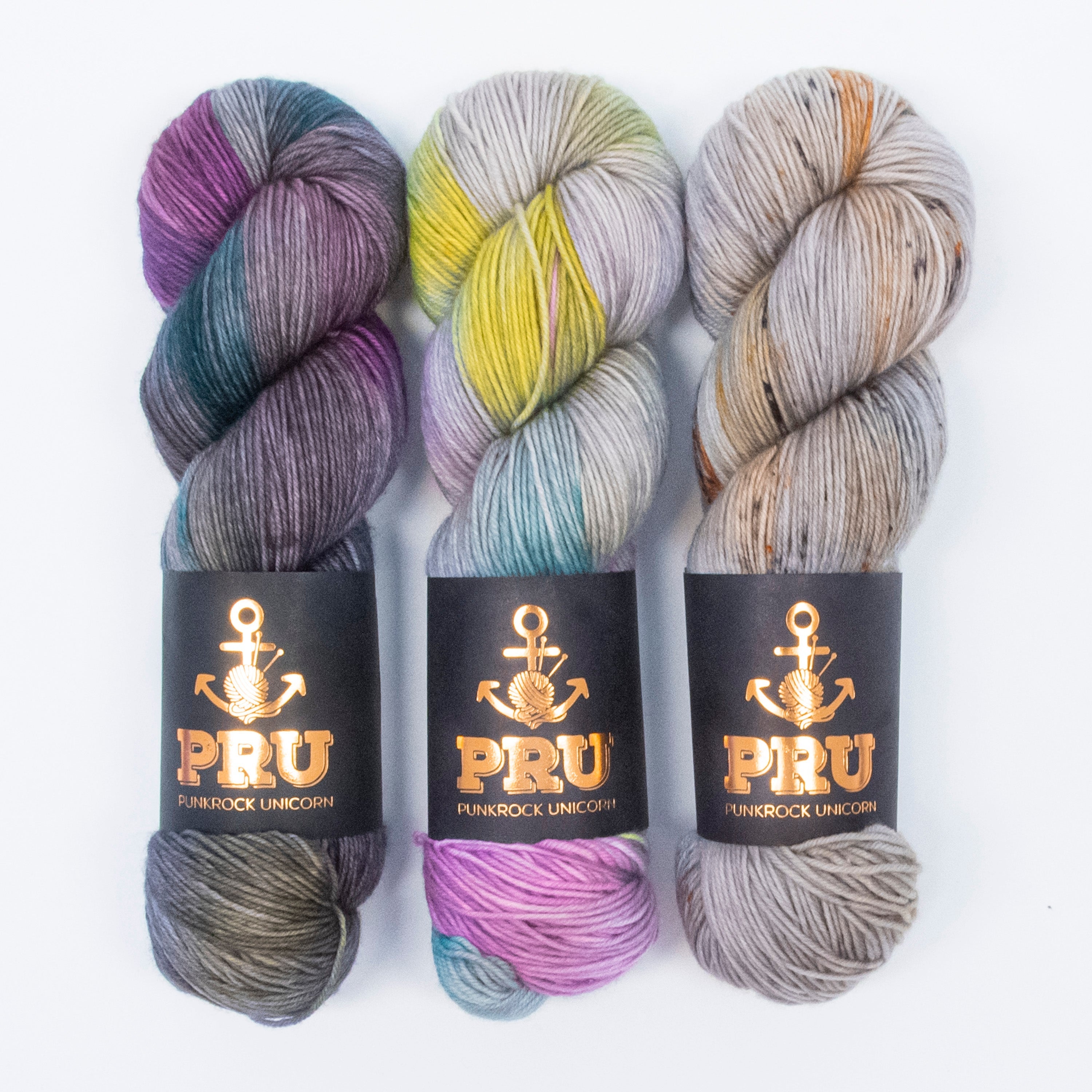 Punk Rock Unicorn WESTKNITS KIT - SPILLED SILVER Merino wool Fingering multicolor Westknits Kits