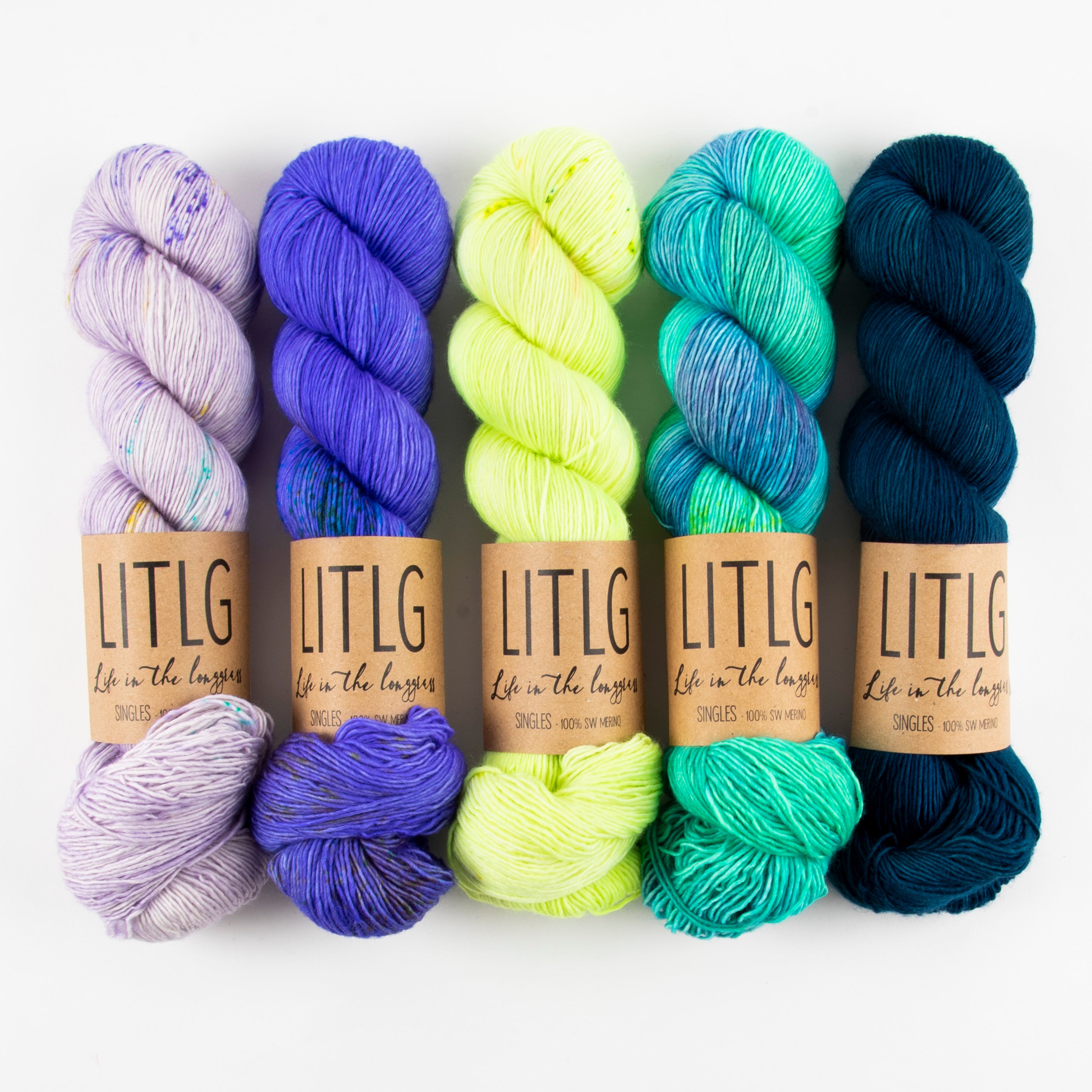 Life in The Long Grass WESTKNITS KIT - AURORA BOREALIS Merino wool Fingering yellow purple blue Westknits Kits