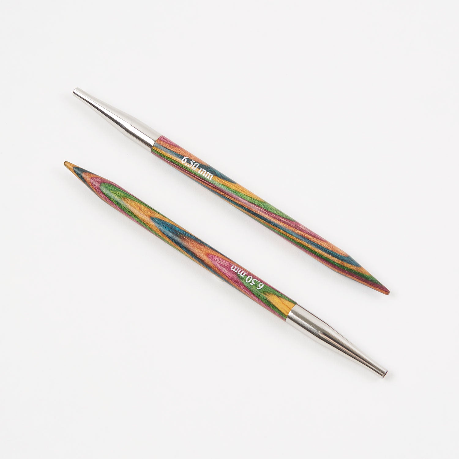 Interchangeable Rainbow Wood Circular Knitting Needle Set