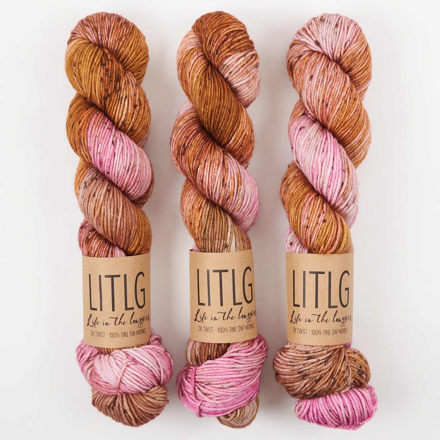 Life in The Long Grass LITLG DK TWIST - SIENNA PINK Merino wool DK pink brown Yarn
