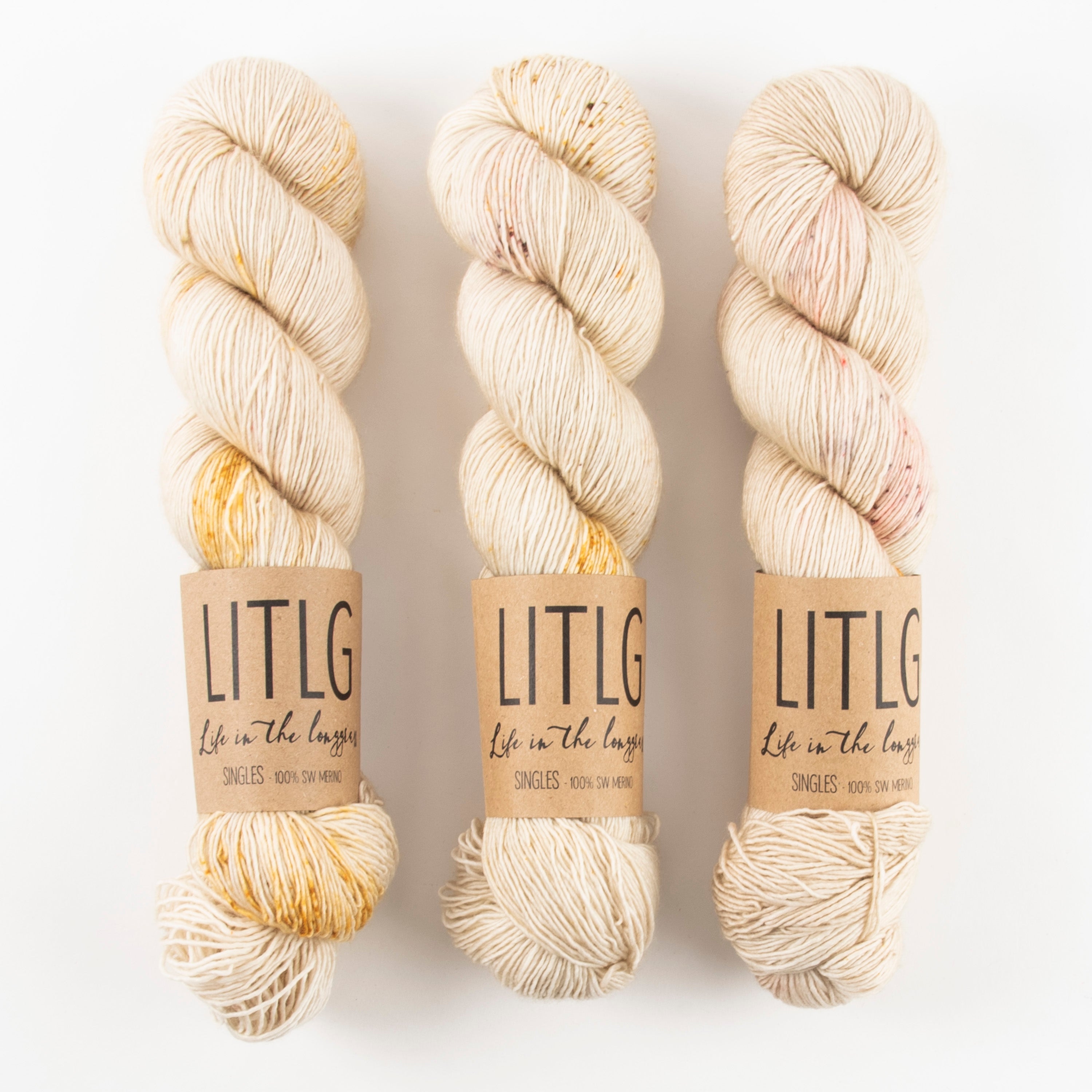 Life in The Long Grass LITLG SINGLES - PARCHMENT Merino wool Fingering cream beige Yarn