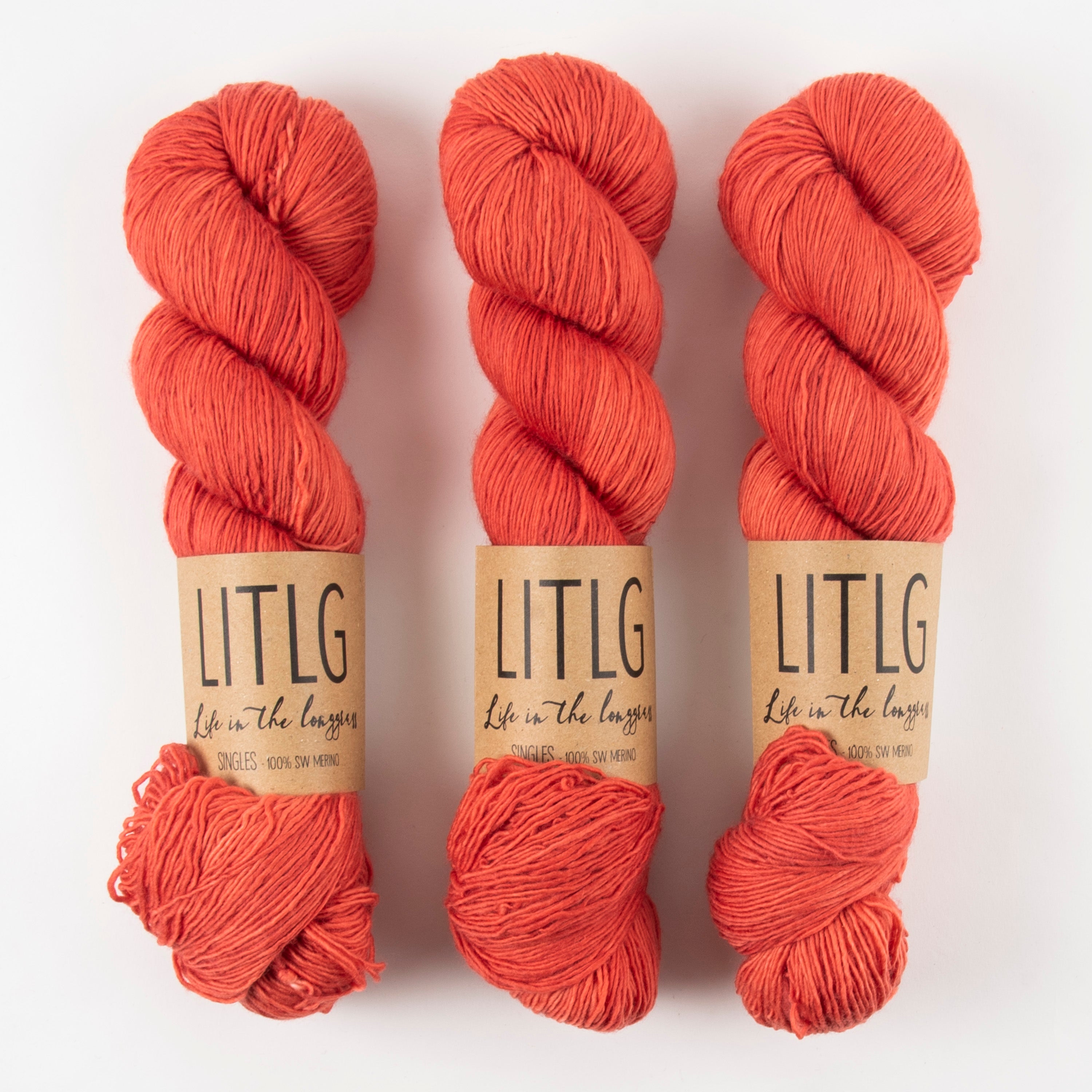 Life in The Long Grass LITLG SINGLES - PEPPERCORN Merino wool Fingering orange Yarn