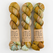 Life in The Long Grass LITLG SINGLES - FIREFLY Merino wool Fingering yellow brown Yarn