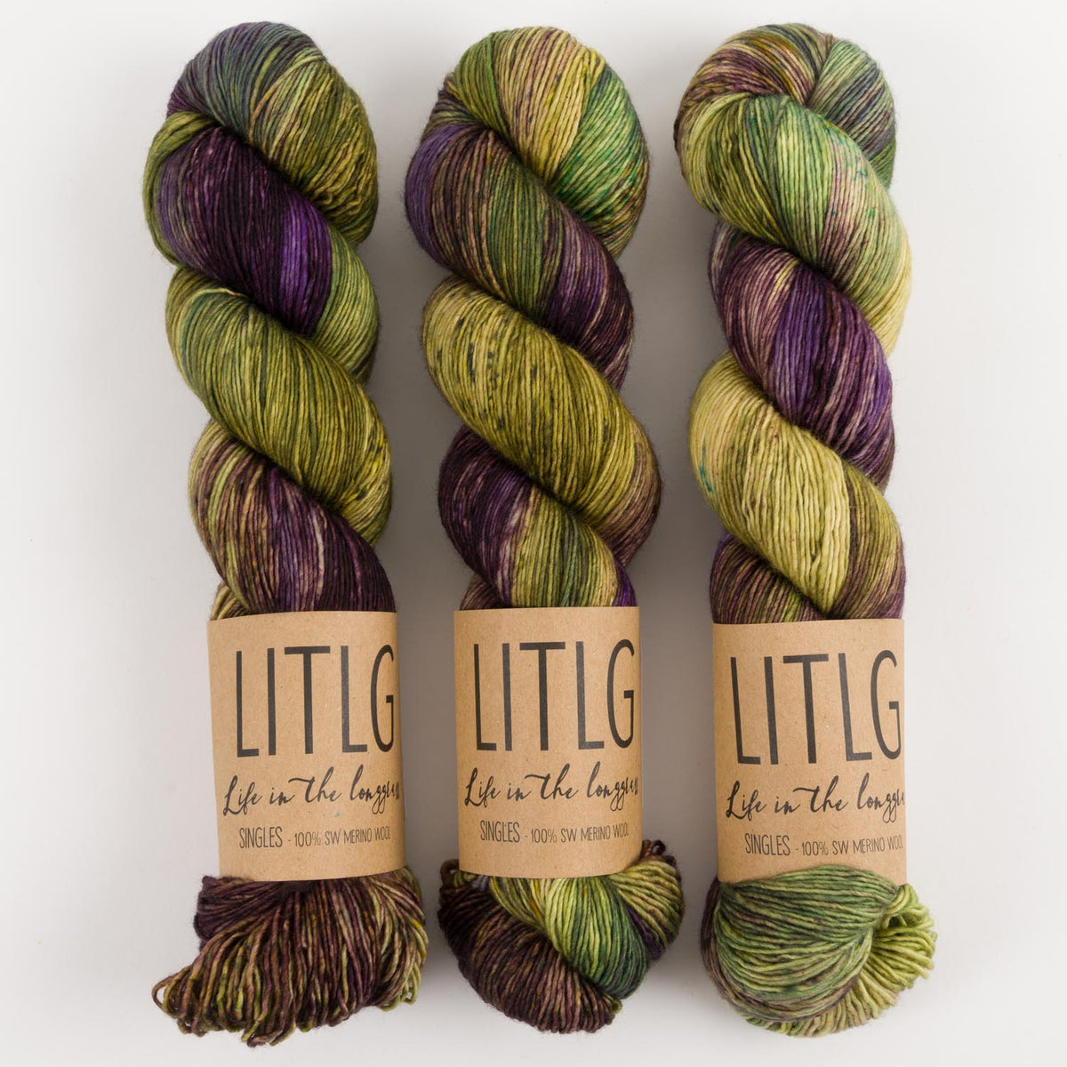 Life in The Long Grass LITLG SINGLES - FEN Merino wool Fingering green multicolour Yarn