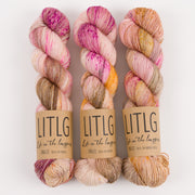Life in The Long Grass LITLG SINGLES - ROSEGOLD Merino wool Fingering pink beige Yarn