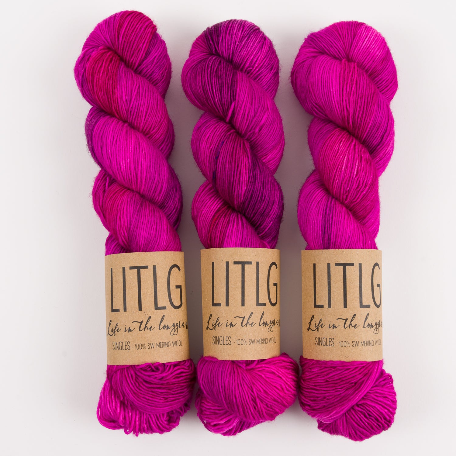 Life in The Long Grass LITLG SINGLES - LUSH Merino wool Fingering pink fuchsia Yarn