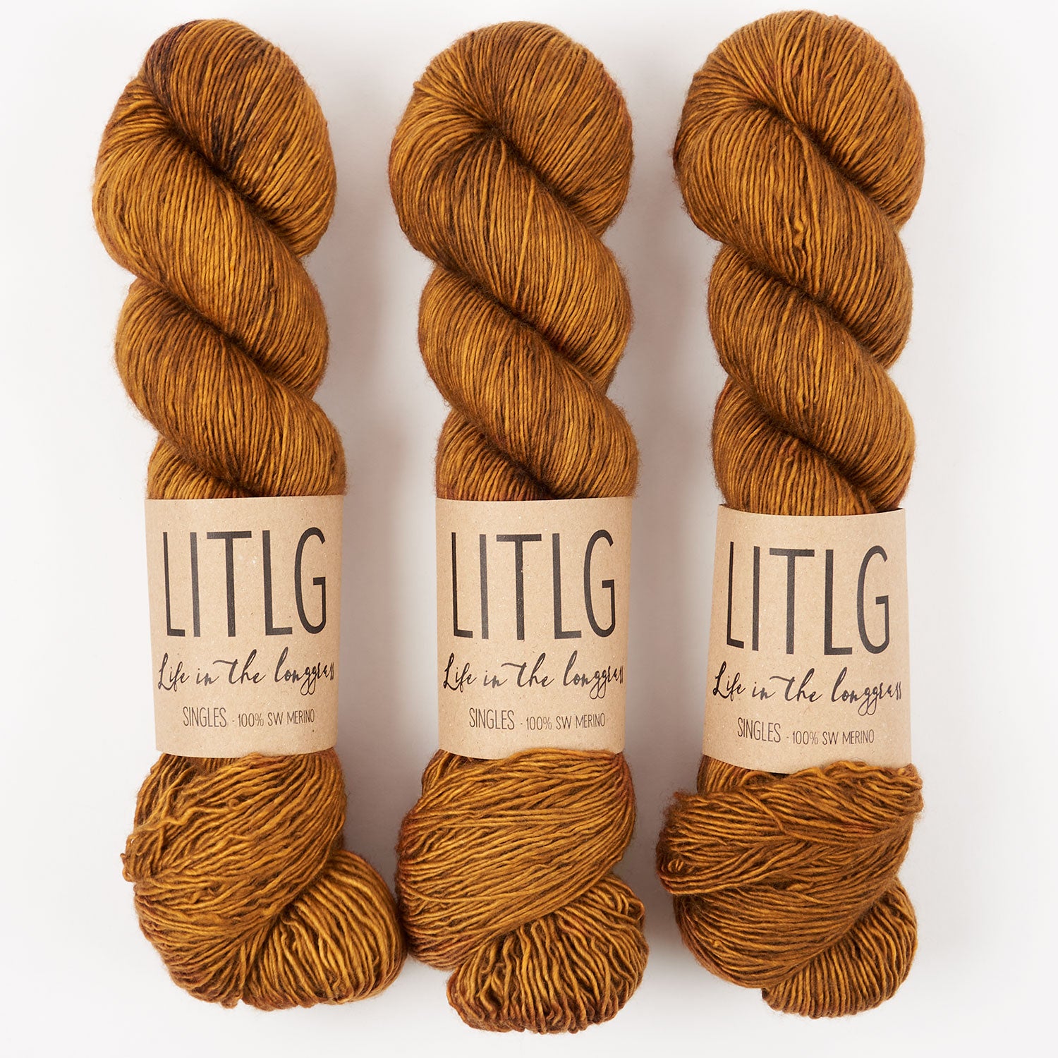 Life in The Long Grass LITLG SINGLES - AUTUMN Merino wool Fingering brown Yarn