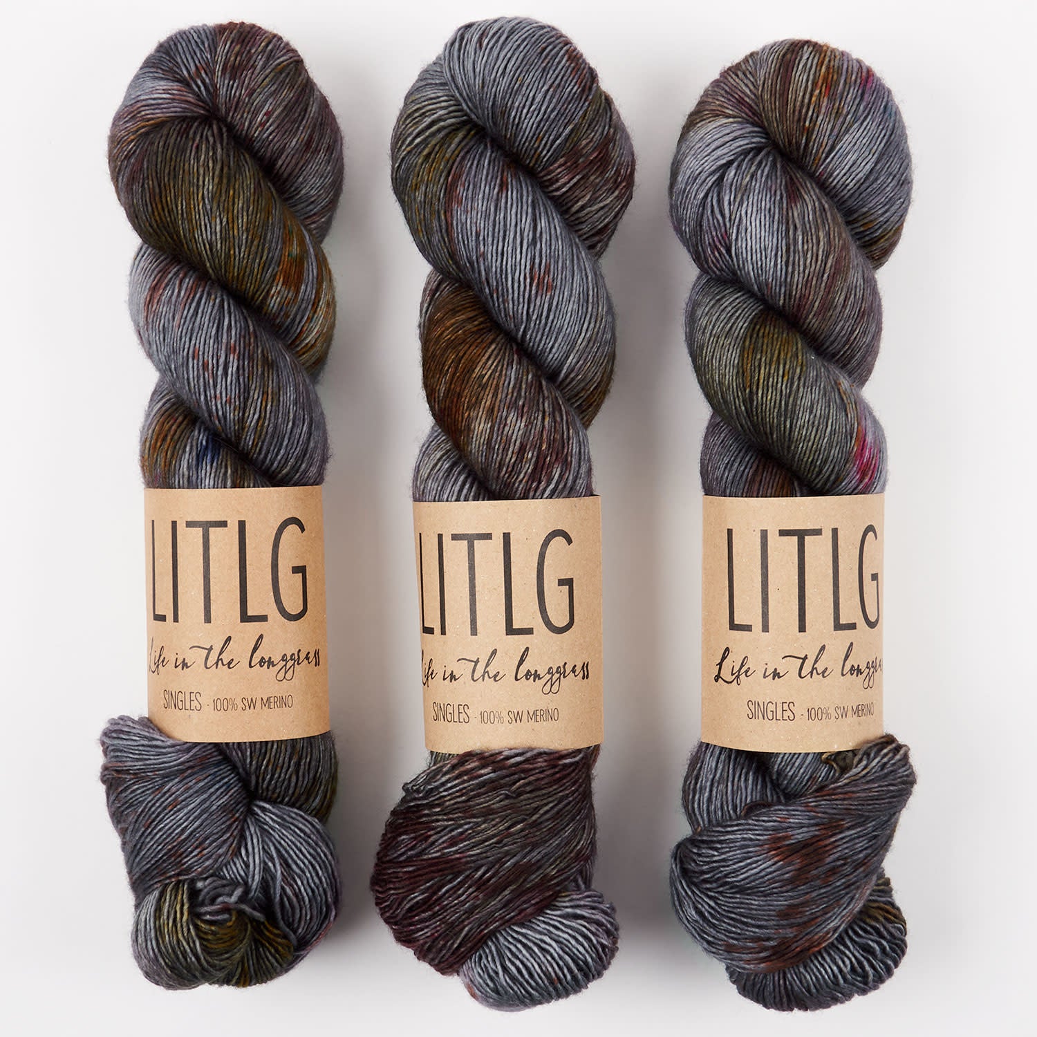 Life in The Long Grass LITLG SINGLES - CORRODE Merino wool Fingering grey Yarn