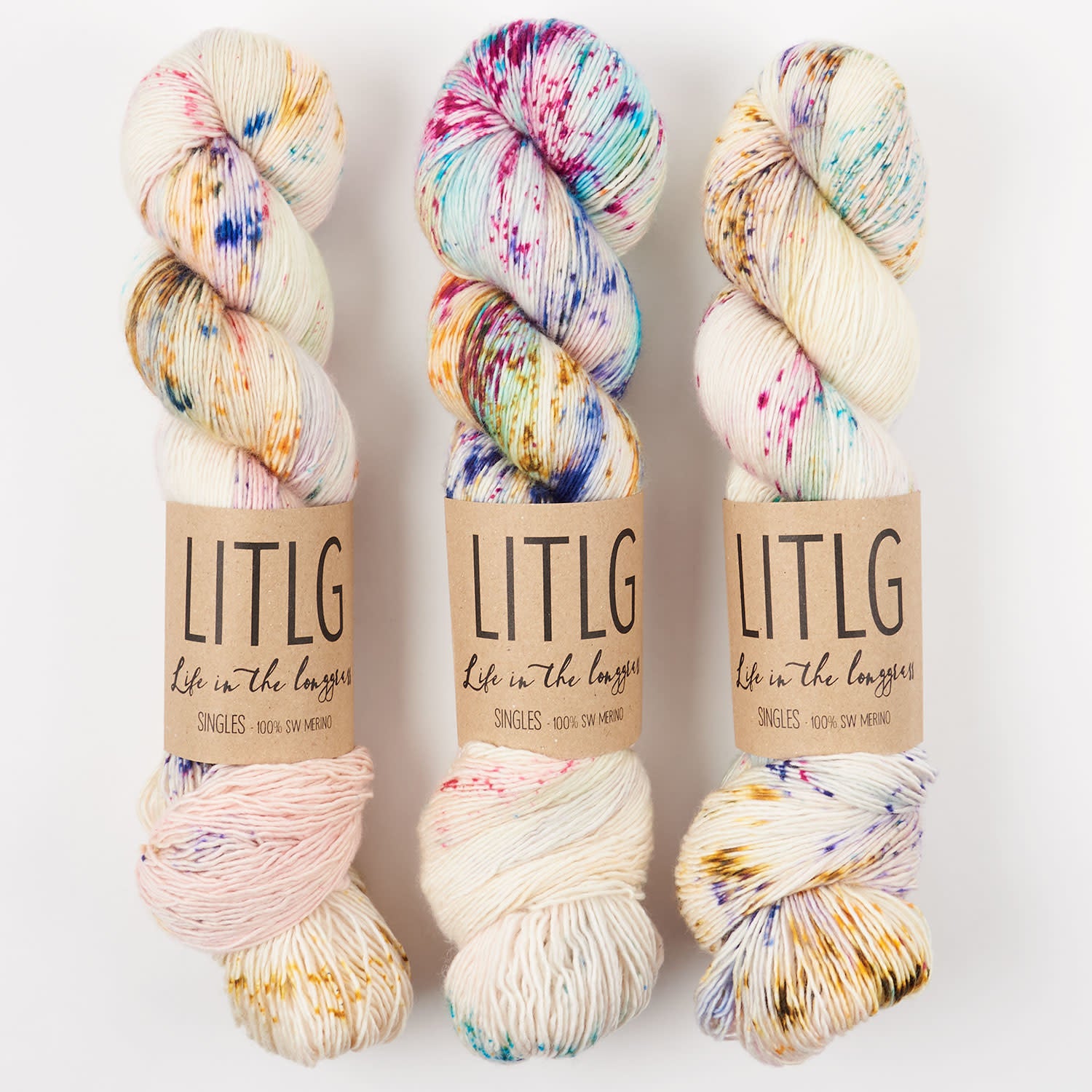 Life in The Long Grass LITLG SINGLES - FLORAL Merino wool Fingering rainbow Yarn