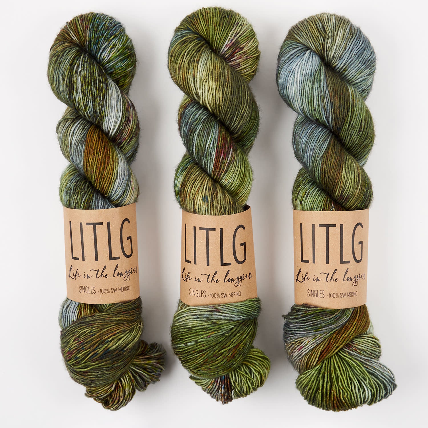 Life in The Long Grass LITLG SINGLES - MOORLANDS Merino wool Fingering green Yarn