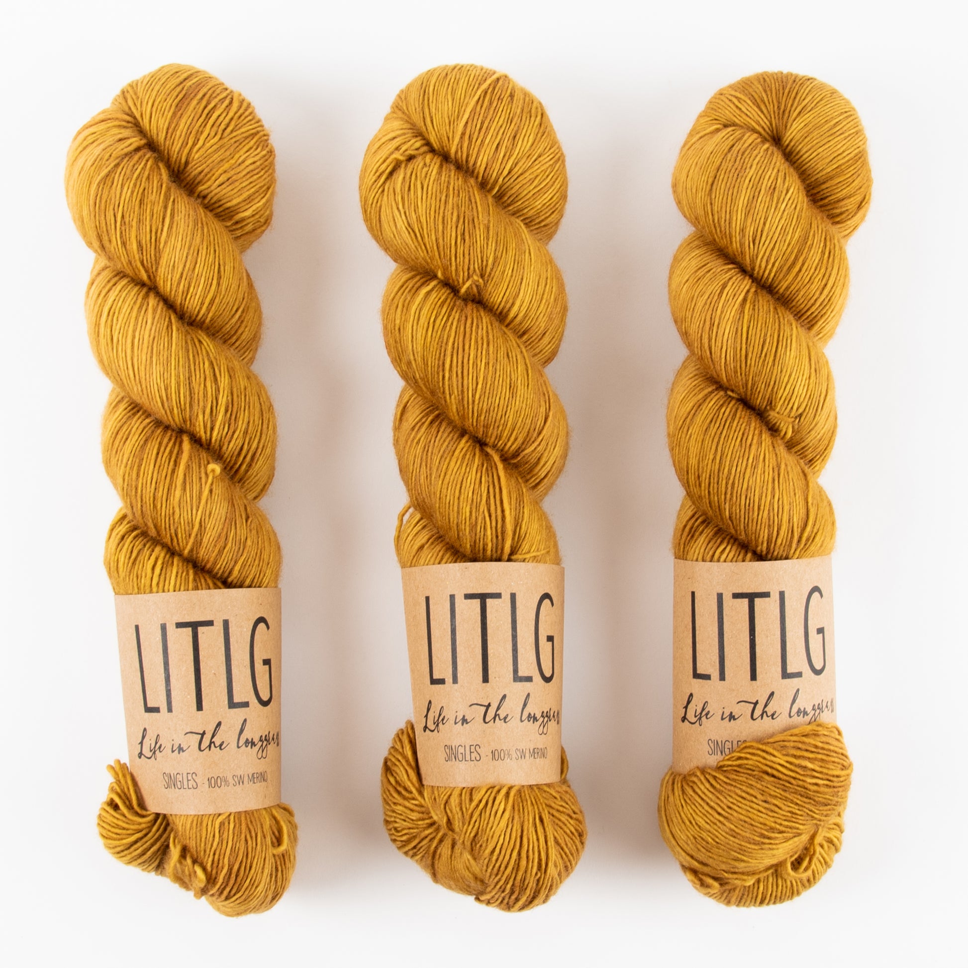 Life in The Long Grass LITLG SINGLES - MUSTARD Merino wool Fingering yellow Yarn
