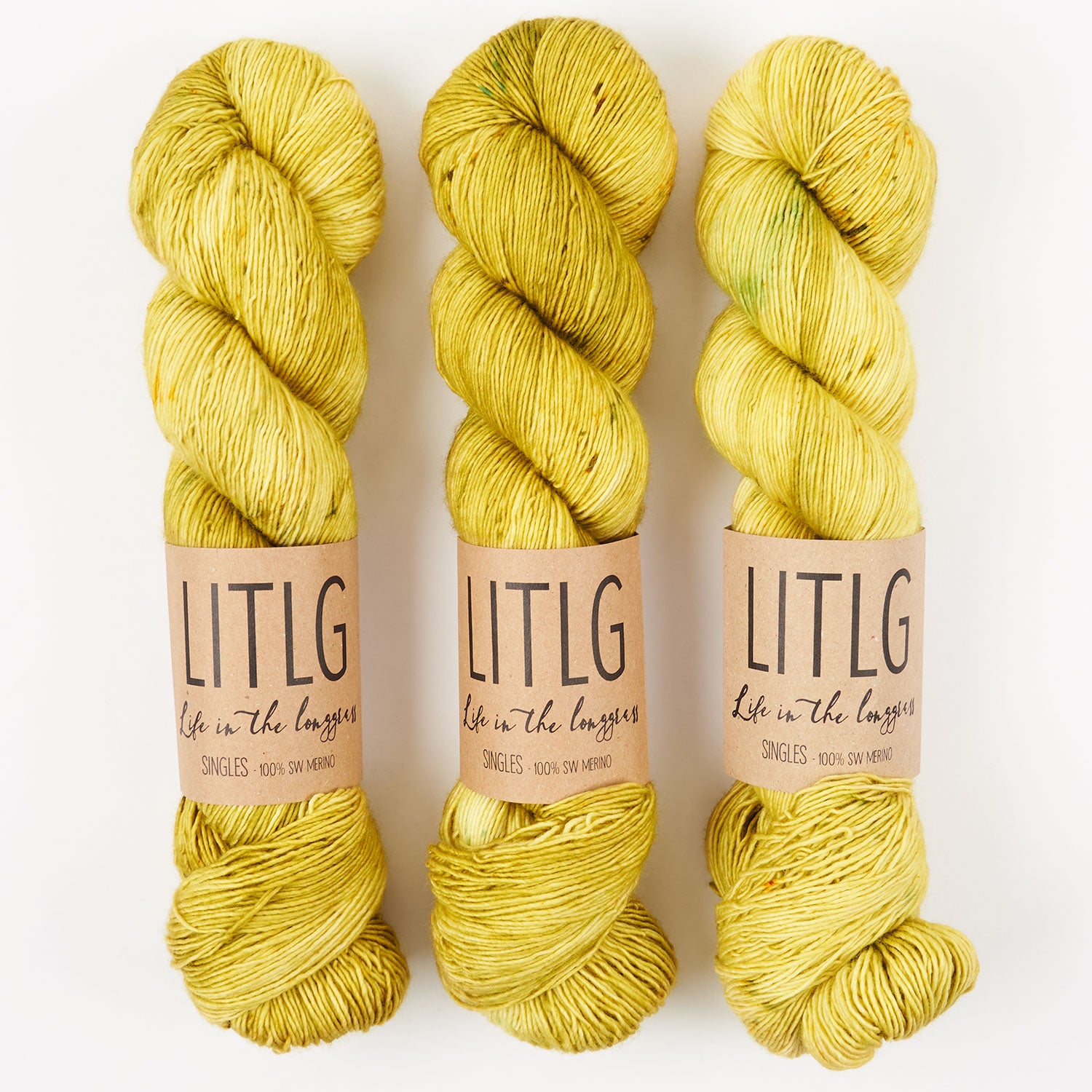 Life in The Long Grass LITLG SINGLES - MYTHICAL Merino wool Fingering yellow Yarn