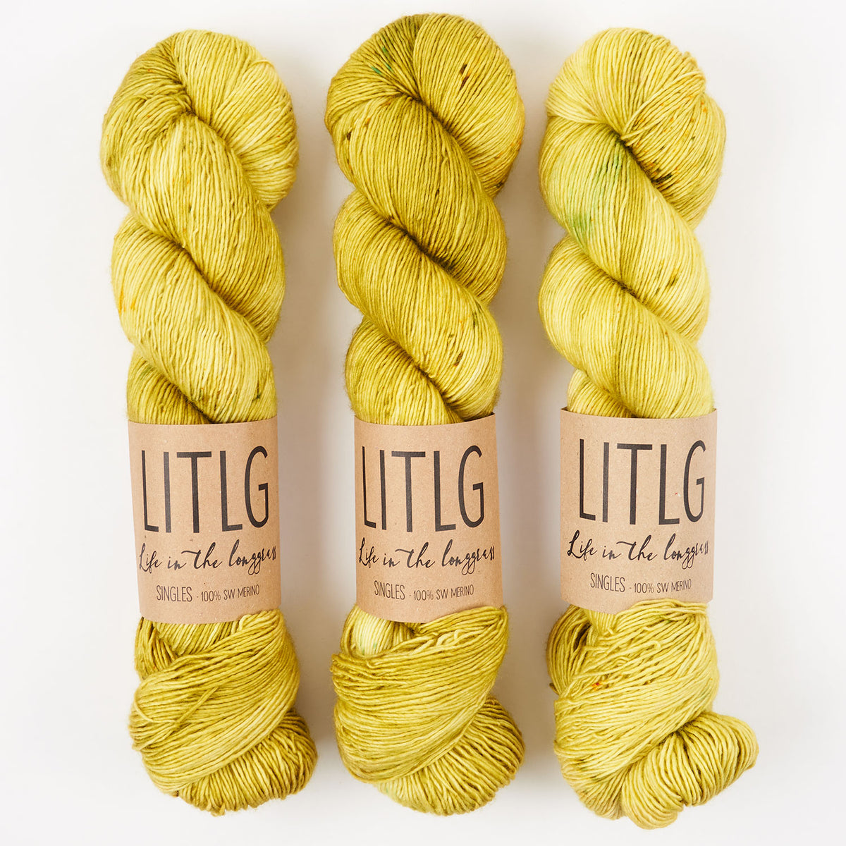 Life in The Long Grass LITLG SINGLES - MYTHICAL Merino wool Fingering yellow Yarn