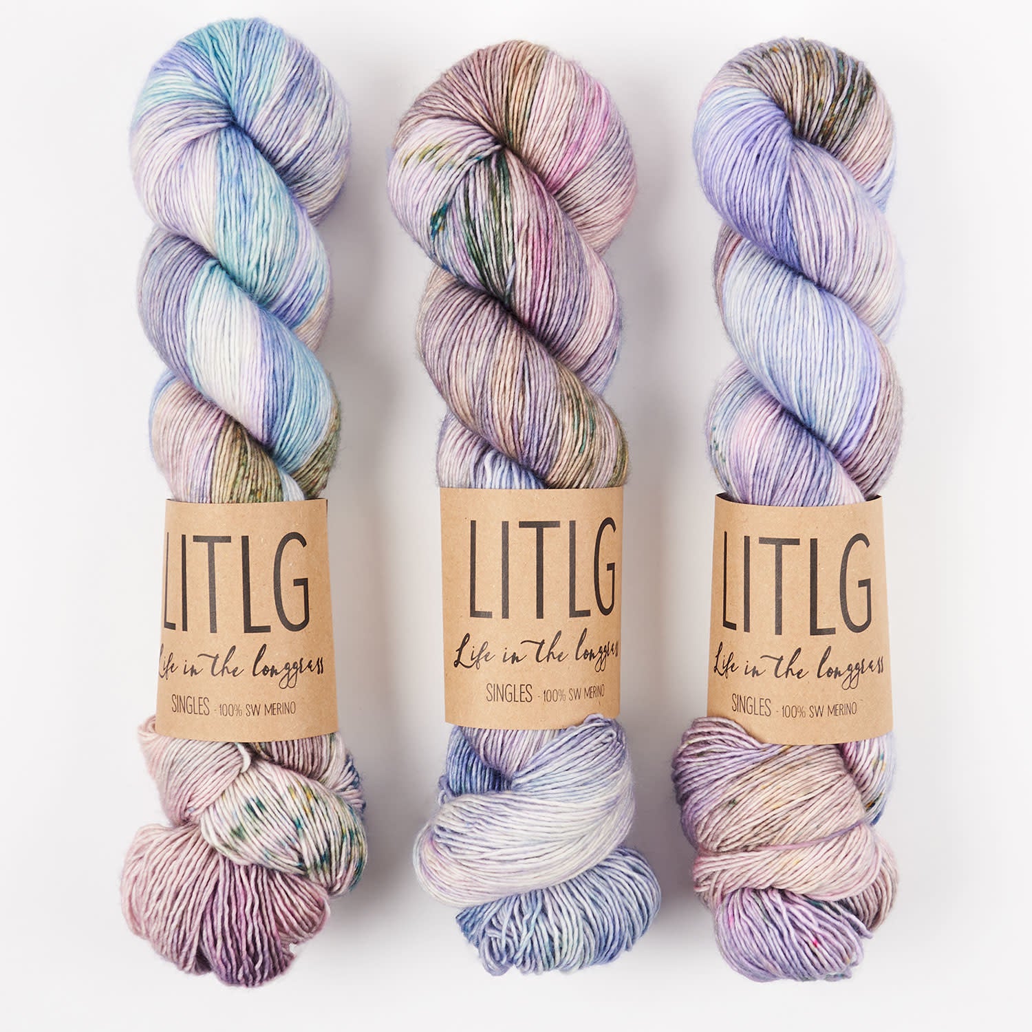 Life in The Long Grass LITLG SINGLES - REFLECT Merino wool Fingering multicolor purple multicolour Yarn