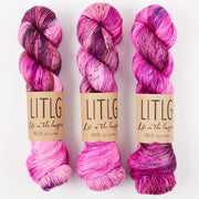 Life in The Long Grass LITLG SINGLES - WILD ROSEBAY Merino wool Fingering pink Yarn