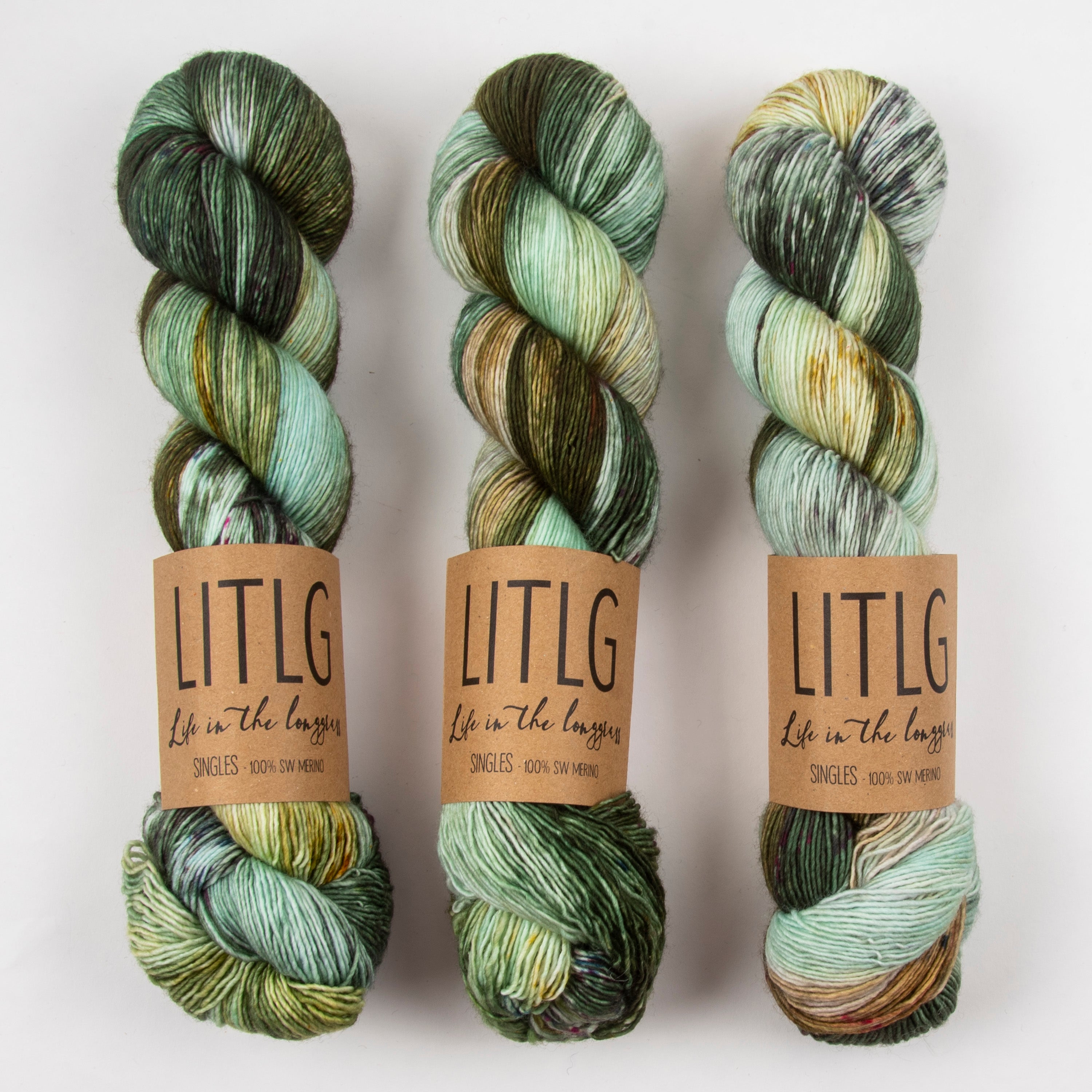 Life in The Long Grass LITLG SINGLES - SHORELINE Merino wool Fingering green Yarn
