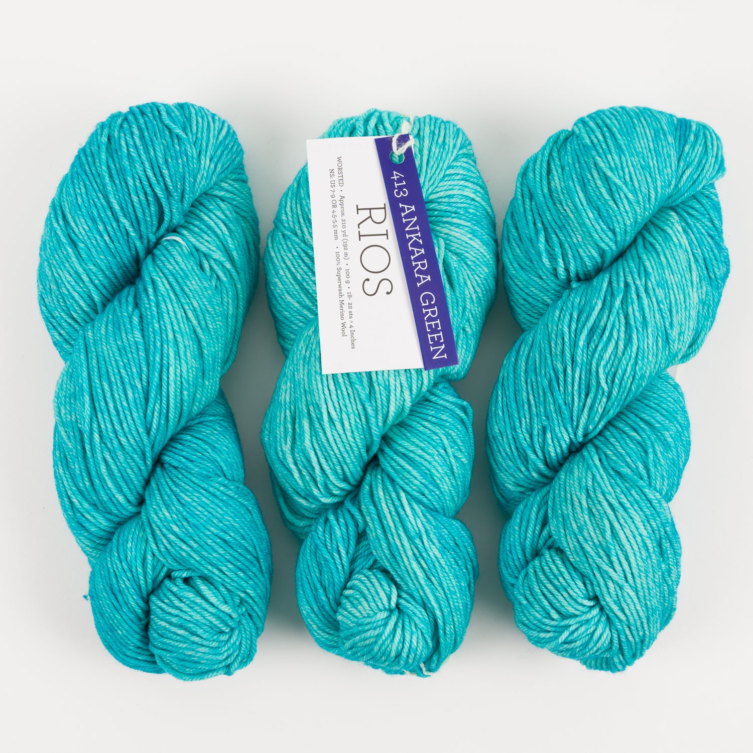 Malabrigo RIOS - ANKARA GREEN Merino wool Worsted turquoise Yarn