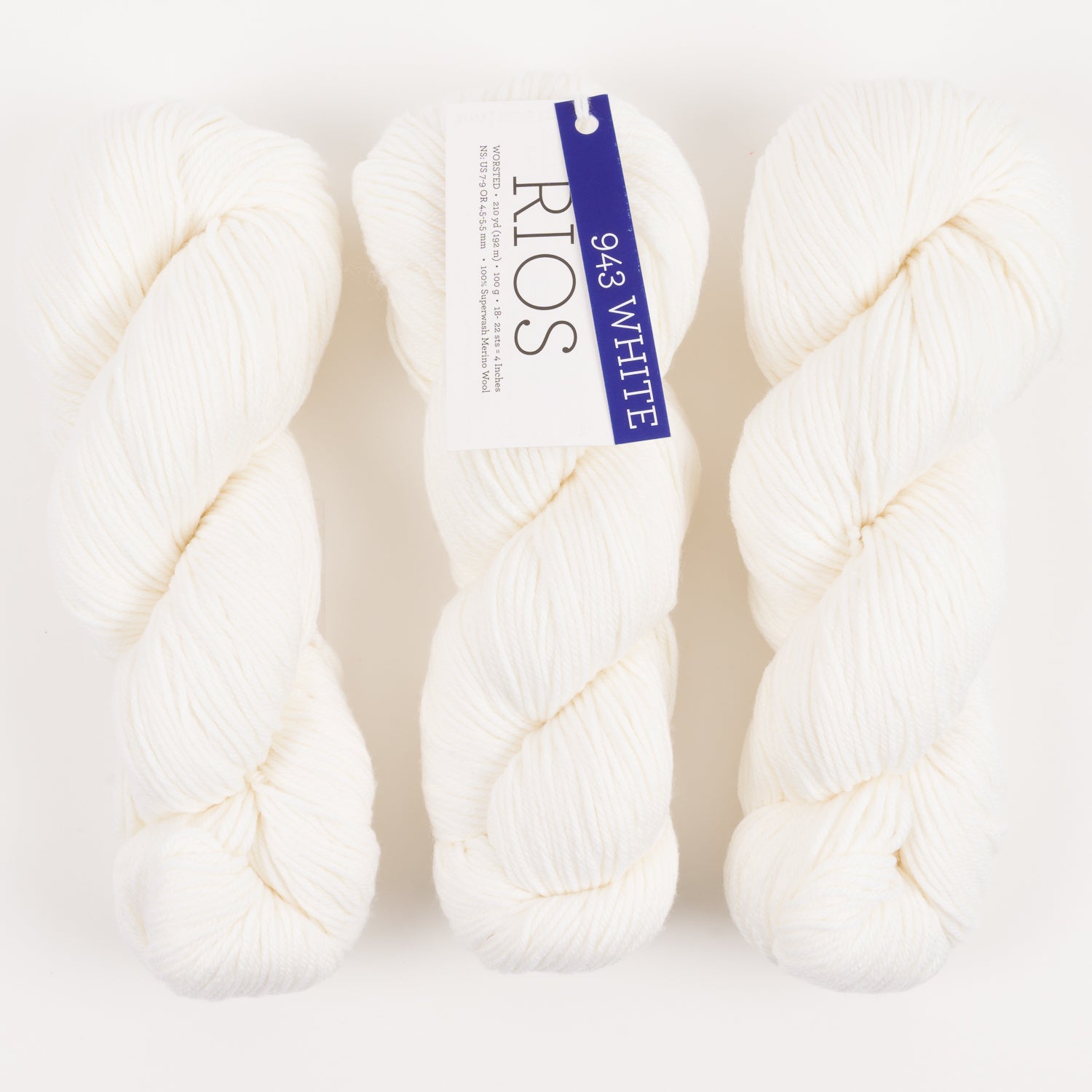 Malabrigo RIOS - WHITE Merino wool Worsted white Yarn