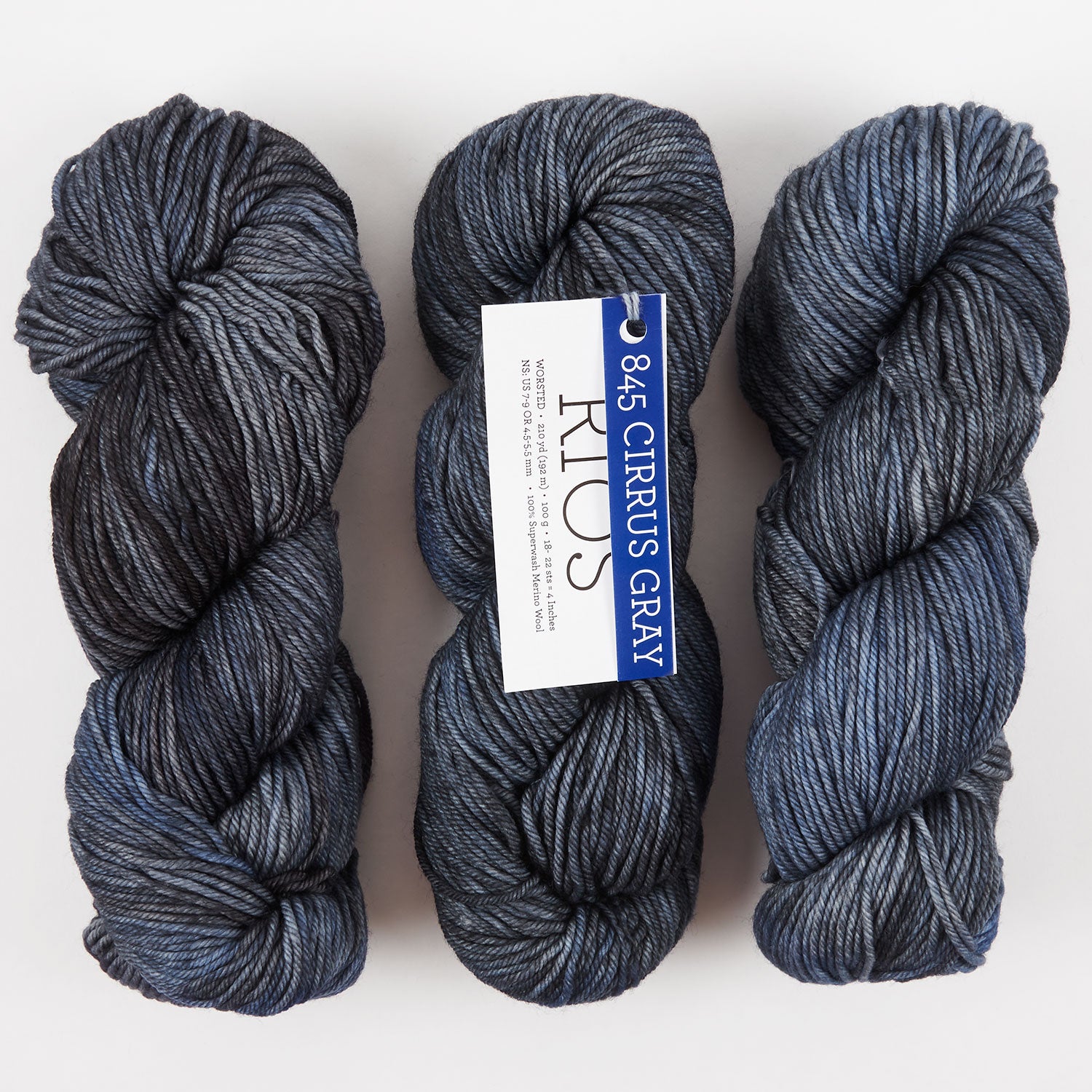 Malabrigo RIOS - CIRRUS GREY Merino wool Worsted grey Yarn