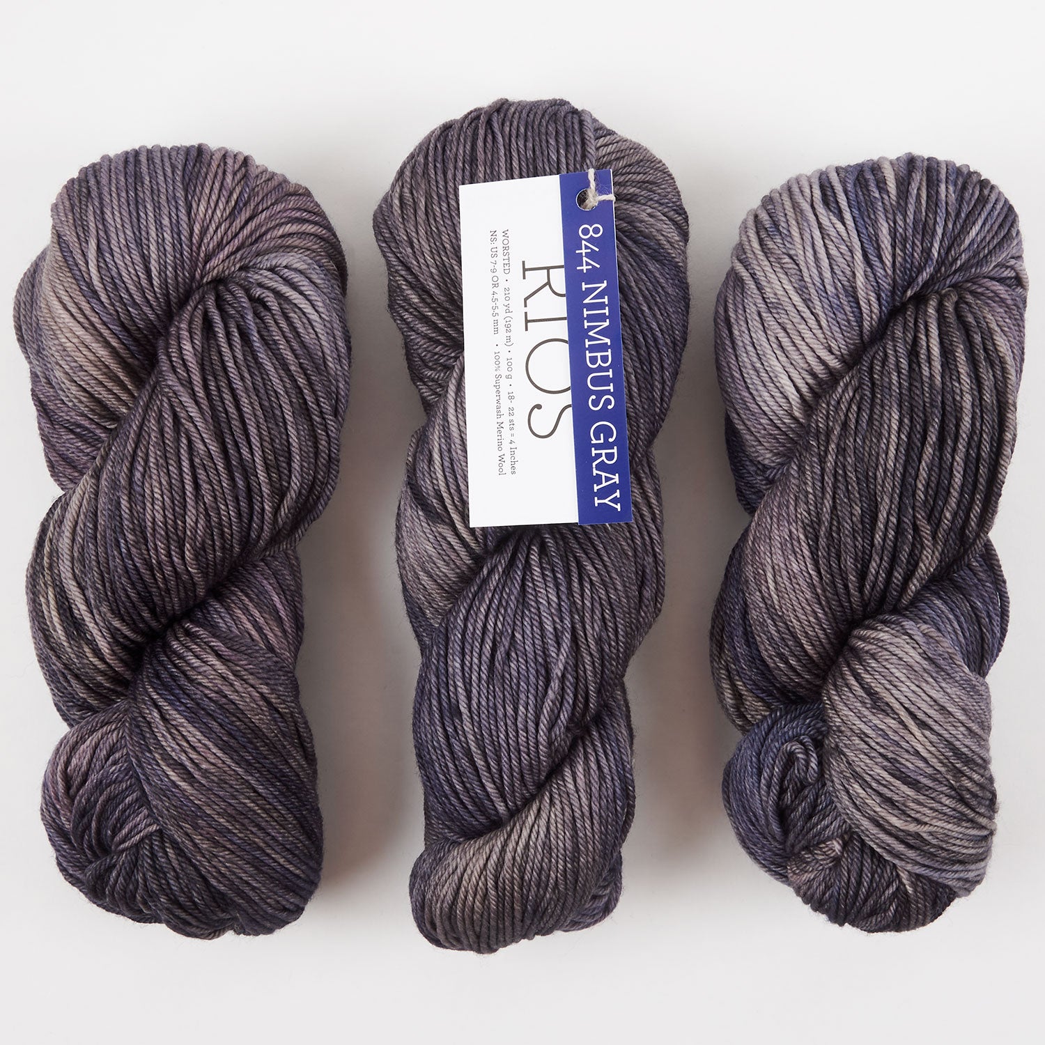 Malabrigo RIOS - NIMBUS GRAY Merino wool Worsted grey Yarn