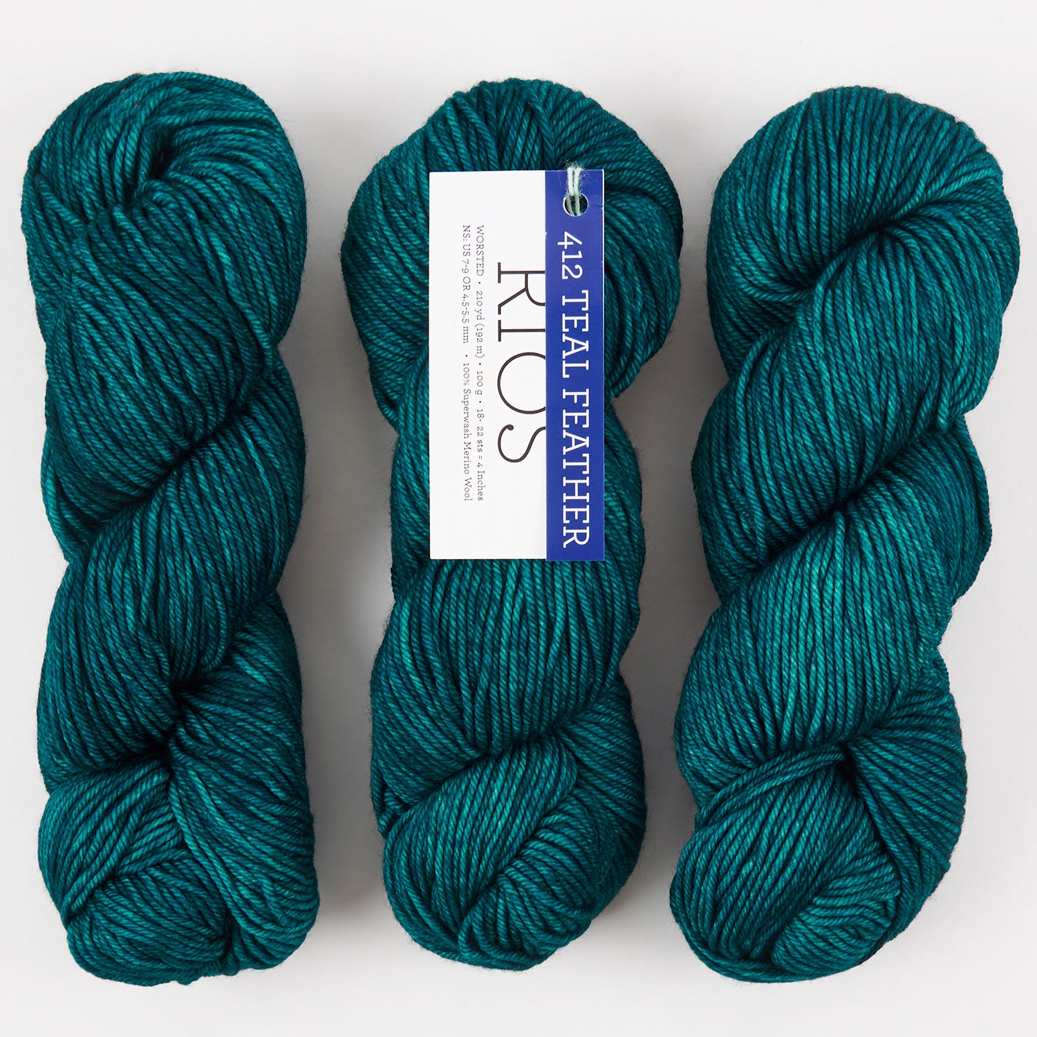 Malabrigo RIOS - TEAL FEATHER Merino wool Worsted blue Yarn