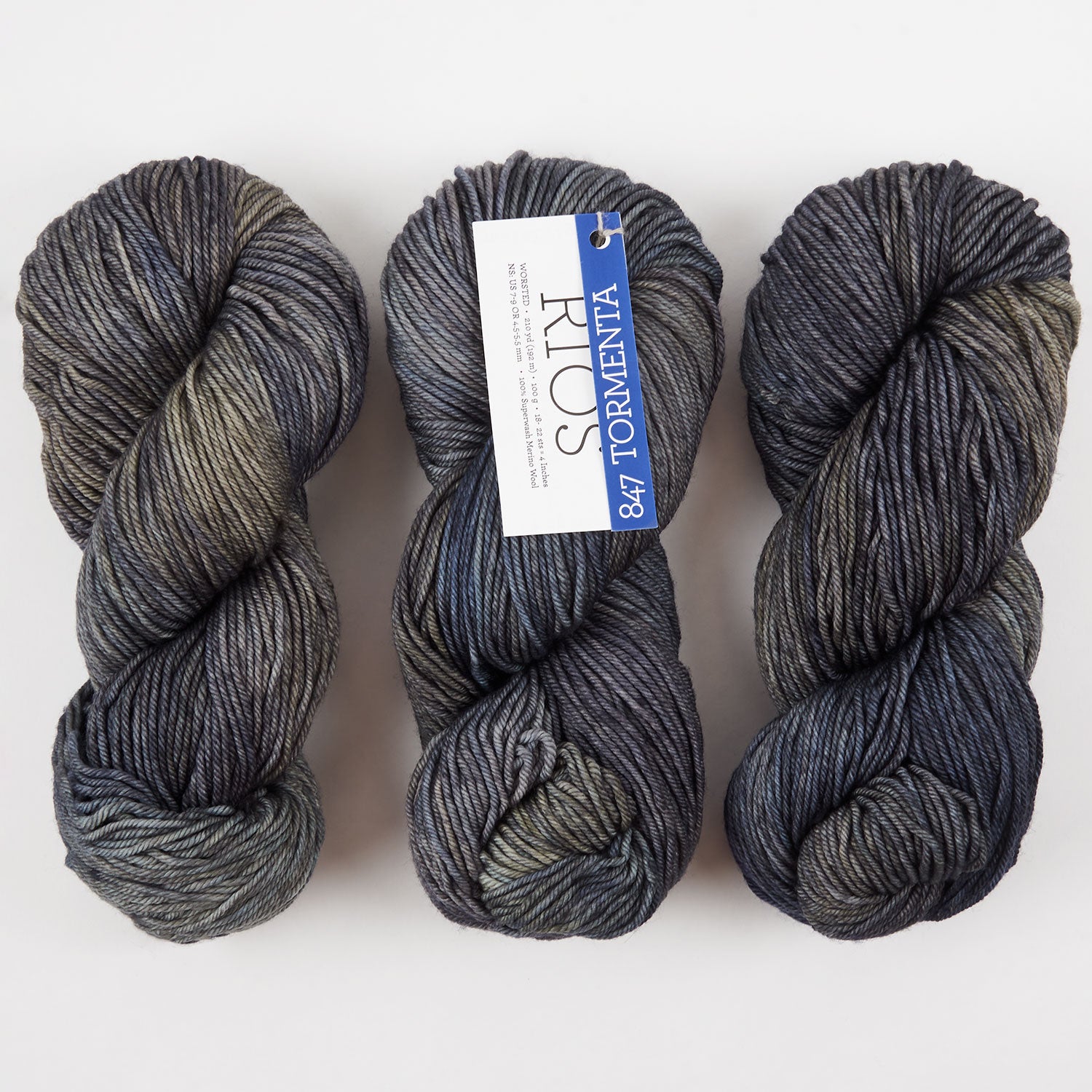 Malabrigo RIOS - TORMENTA Merino wool Worsted grey Yarn