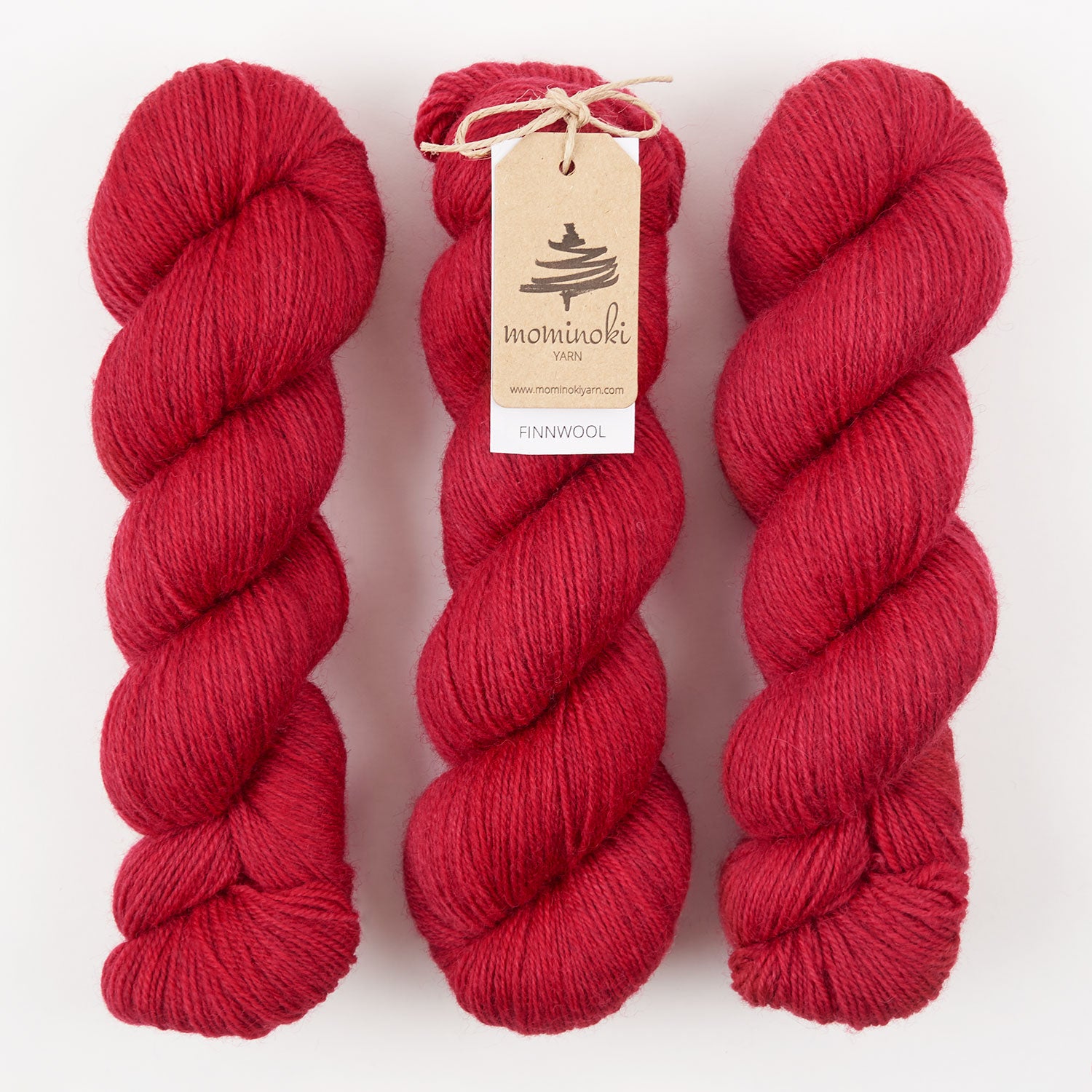 Mominoki Yarn FINNWOOL - ASAMI RED Wool Fingering red Yarn