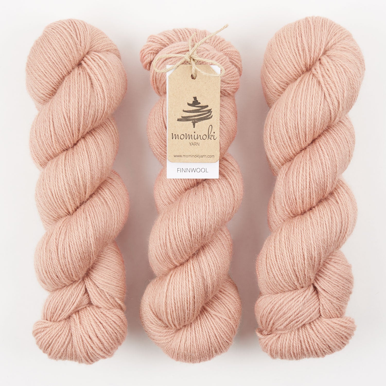 Mominoki Yarn FINNWOOL - BLUSH Wool Fingering pink peach Yarn