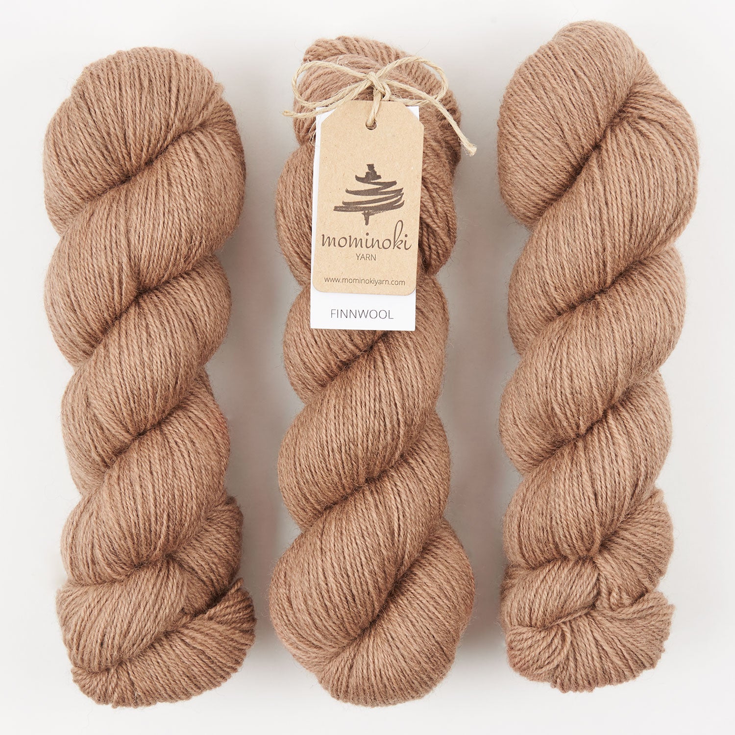 Mominoki Yarn FINNWOOL - COPPER Wool Fingering brown Yarn