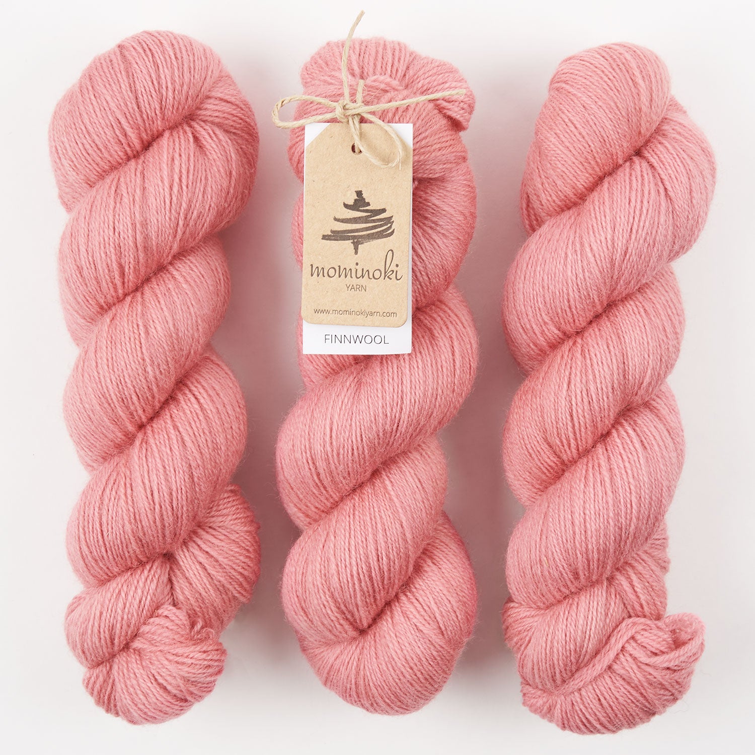 Mominoki Yarn FINNWOOL - CORAL Wool Fingering pink coral Yarn