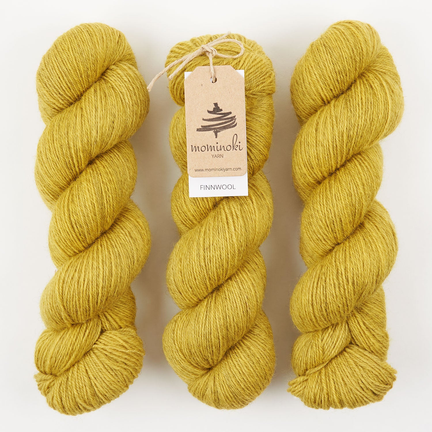 Mominoki Yarn FINNWOOL - CURRY Wool Fingering yellow Yarn