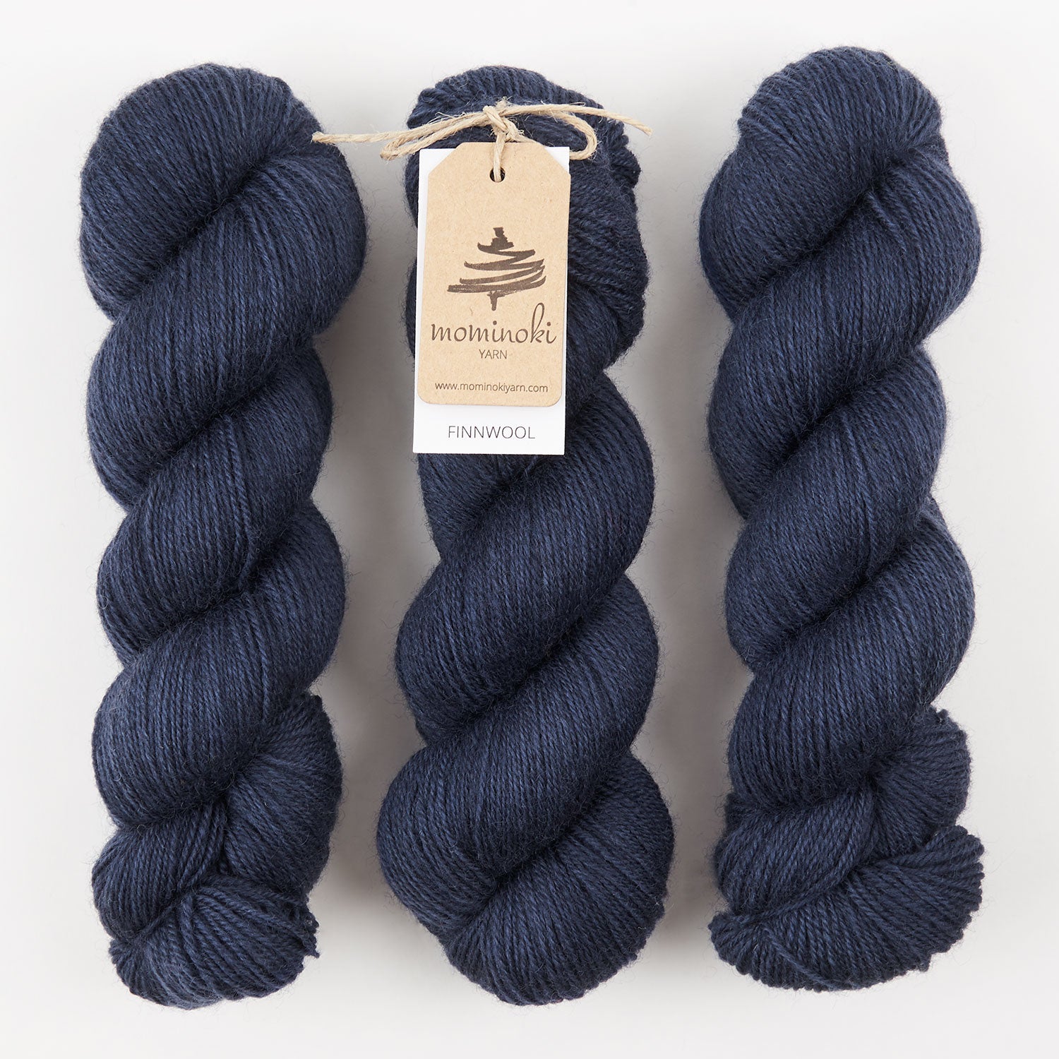 Mominoki Yarn FINNWOOL - DARK NAVY Wool Fingering blue Yarn