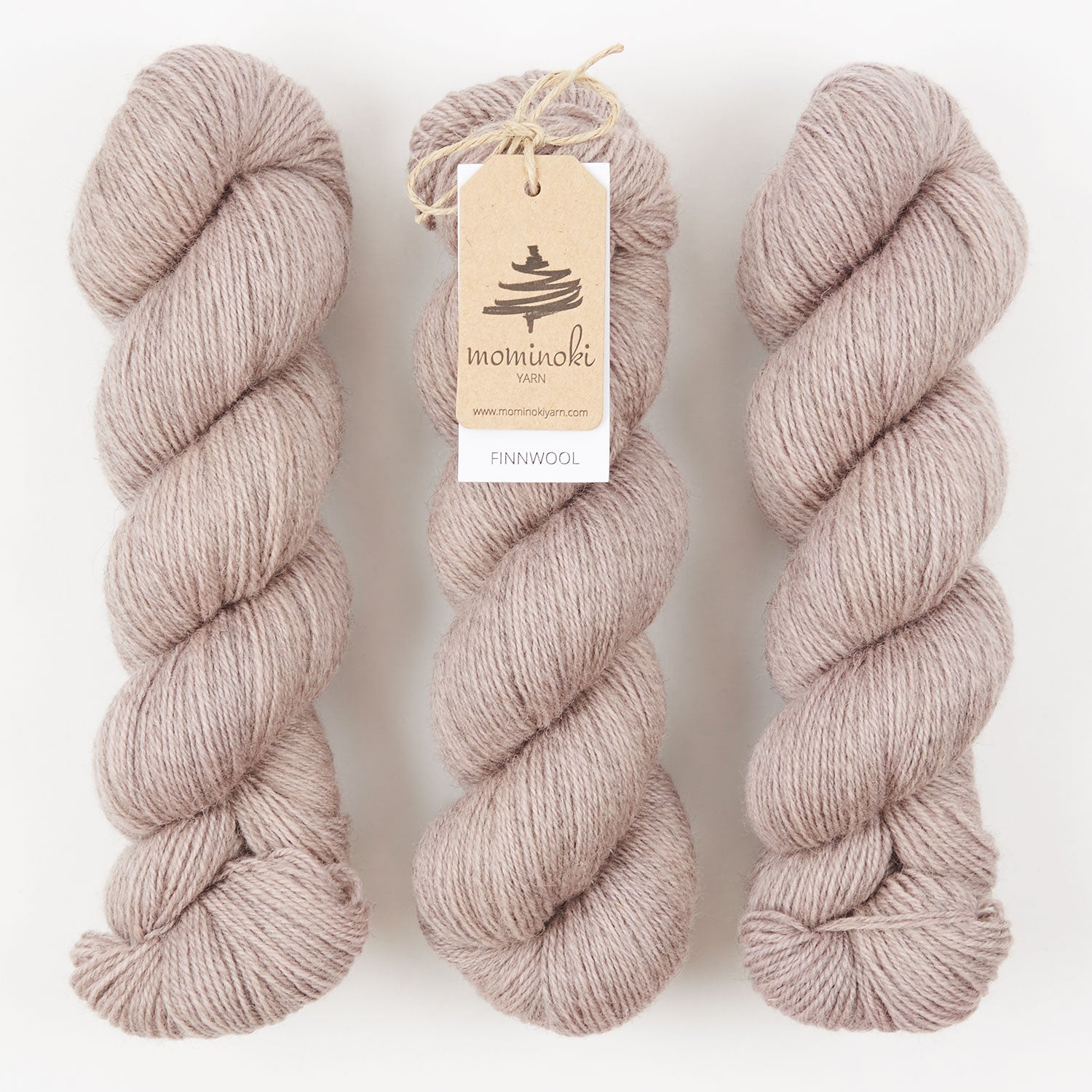 Mominoki Yarn FINNWOOL - DUSTY ROSE Wool Fingering beige Yarn