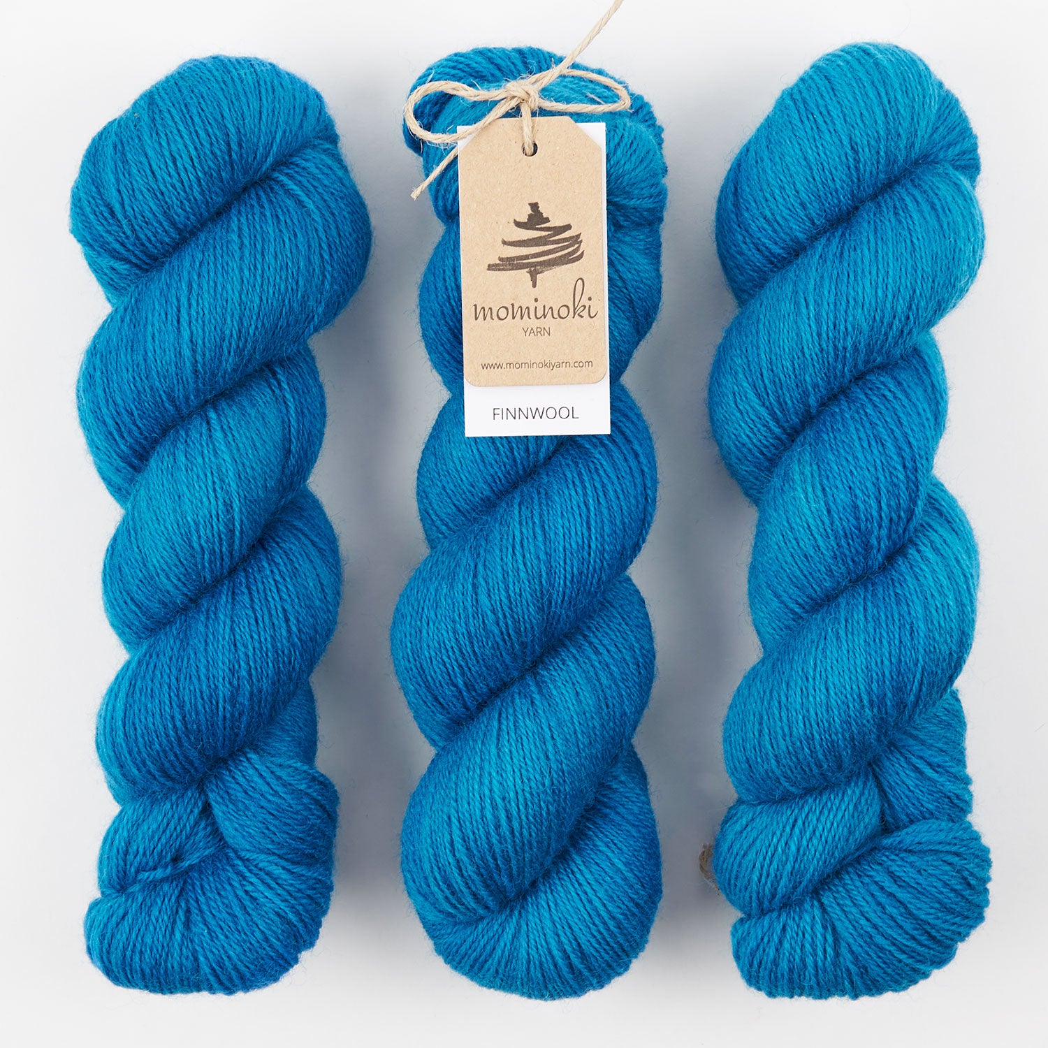 Mominoki Yarn FINNWOOL - PETROL Wool Fingering blue Yarn