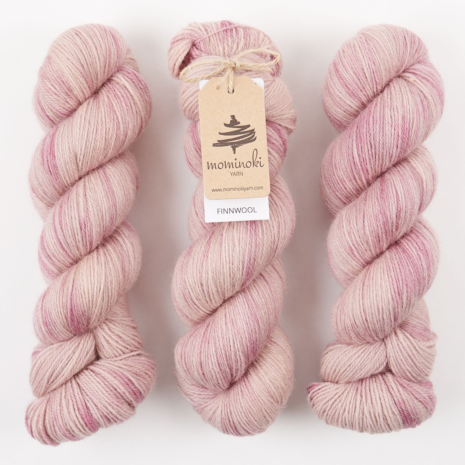 Mominoki Yarn FINNWOOL - STRAWBERRY CREAM Wool Fingering pink Yarn