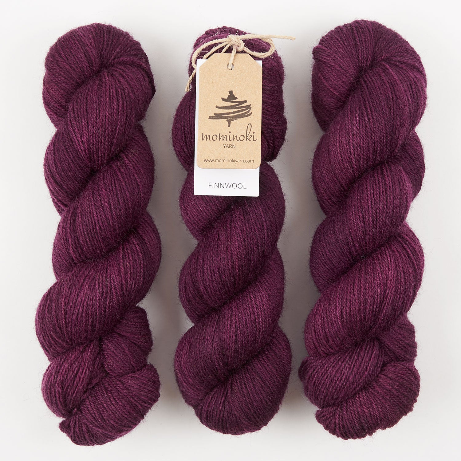 Mominoki Yarn FINNWOOL - TAWNY PORT Wool Fingering red Yarn