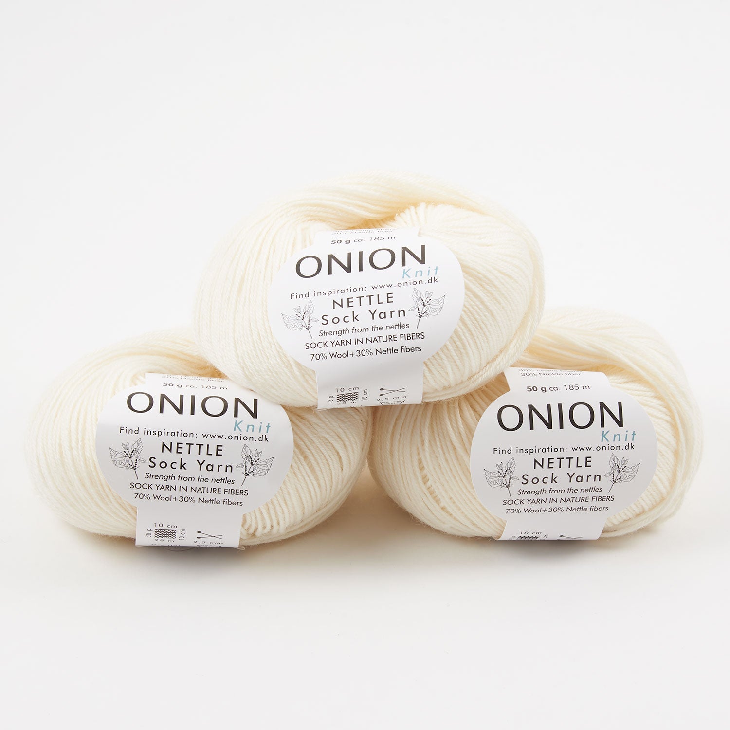 ONION NETTLE SOCK - V1001 RÅHVID Merino wool Nettle Fingering white Yarn